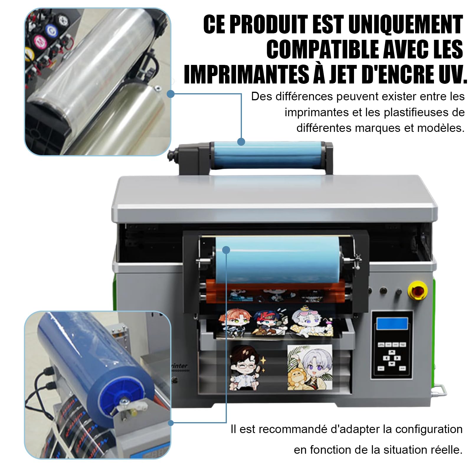 Film de Transfert UV DTF, 2 Rouleau D'Autocollants Transfert pour Tasses Verre 30 cm x 100 m pour Imprimante Jet d'Encre UV, Impression Directe sur Métal Crémeux (Base Transparente)