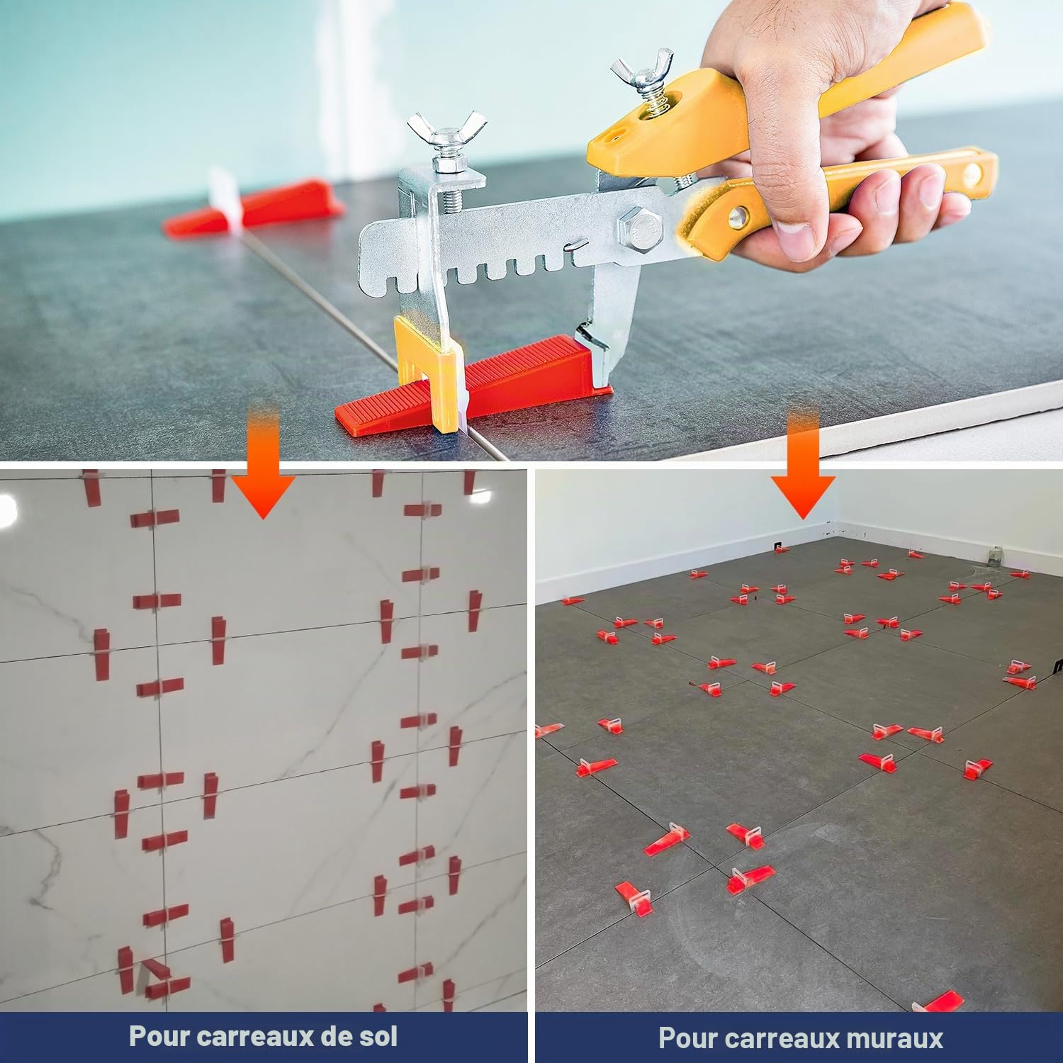 1000 Pièces Croisillon Carrelage Autonivelant Kit Système de Nivellement de Carrelage de 2mm Carrelage Croisillon Autonivelant pour Carrelage Carrelage Sol Carreaux de Mur