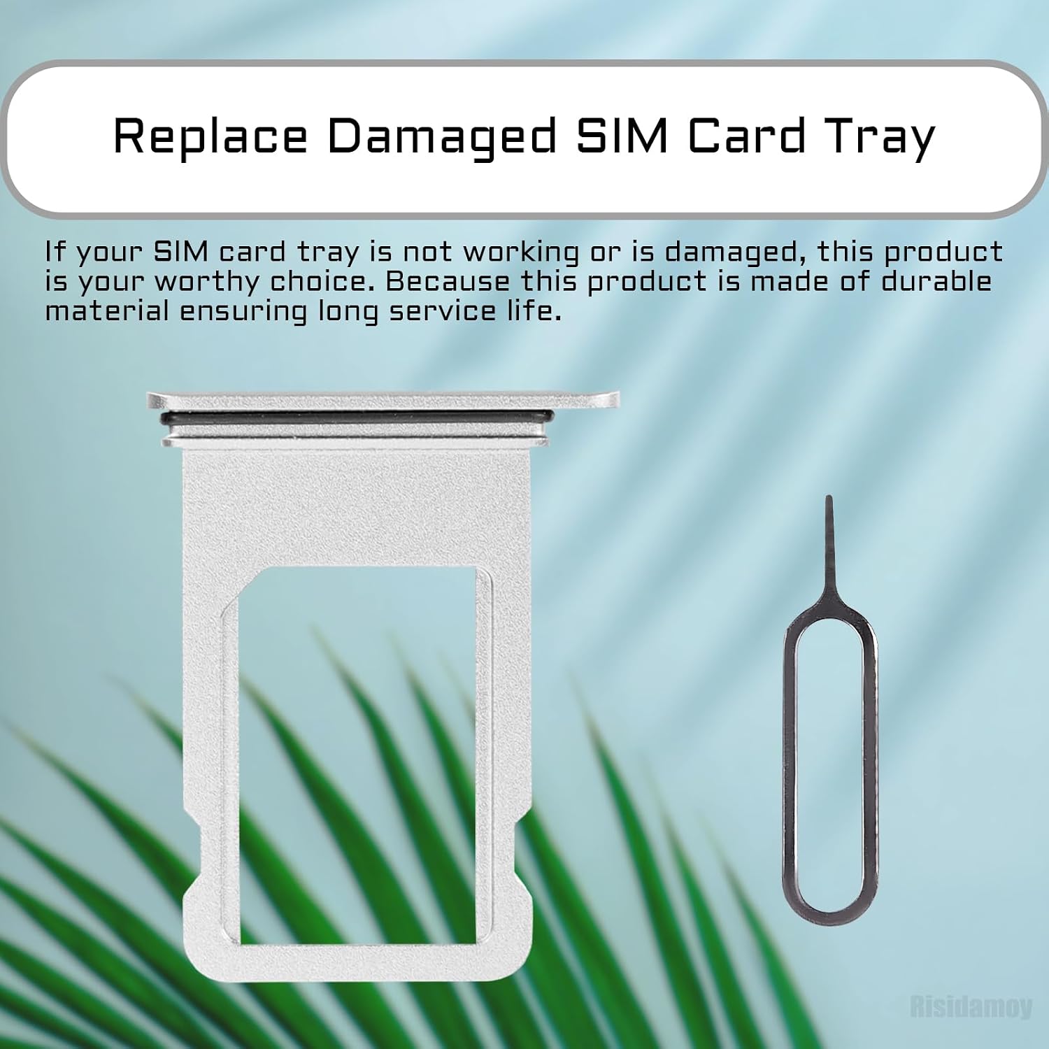 for iPhone 8 SE 2nd Generation Silver Single SIM Card Tray Slot | Single SIM Card Tray Holder Adapter with SIM Ejector for iPhone SE 2nd Gen 2020 SE2 A1863 A1905 A1906 A2275 A2296 A2298