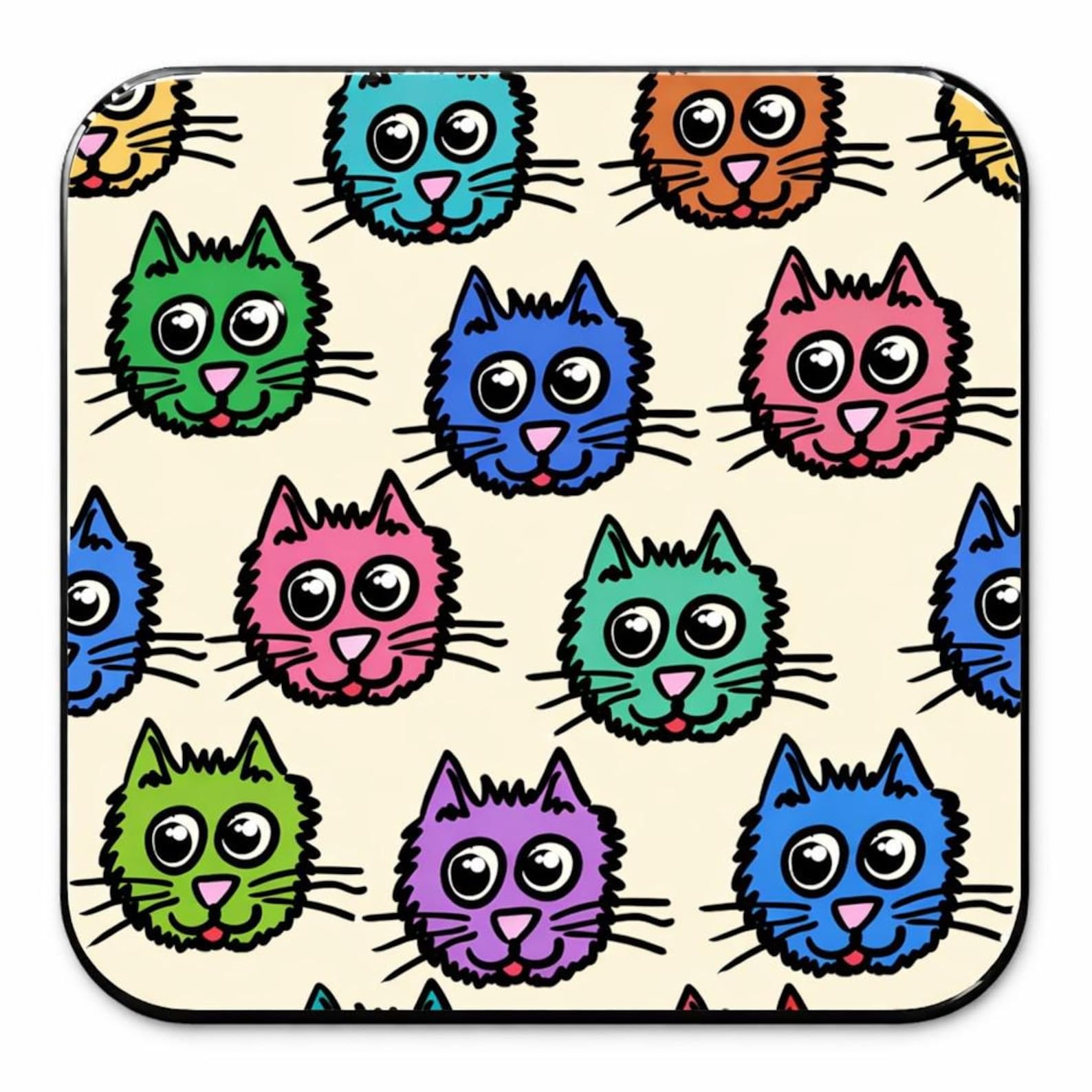 Half A Donkey Multicolor Colourful Cartoon Cat Coaster – Fun Gift For Cat Lovers
