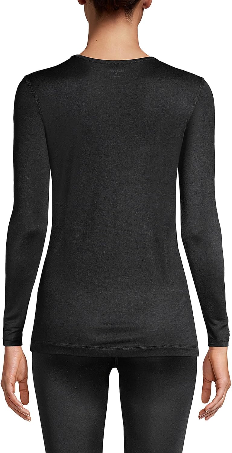 Lands' End Women's Silk Interlock Long Sleeve Crewneck Long Underwear Top