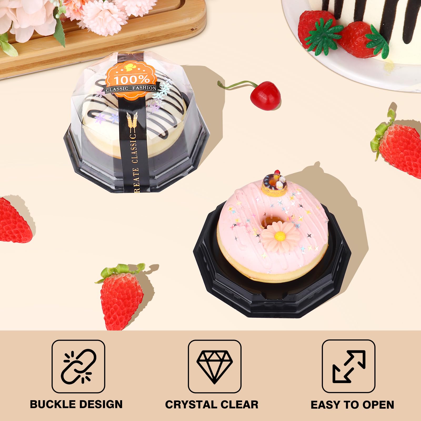 Dessert Containers 50-Pack Gold Mini Bundt Cake Containers Clear