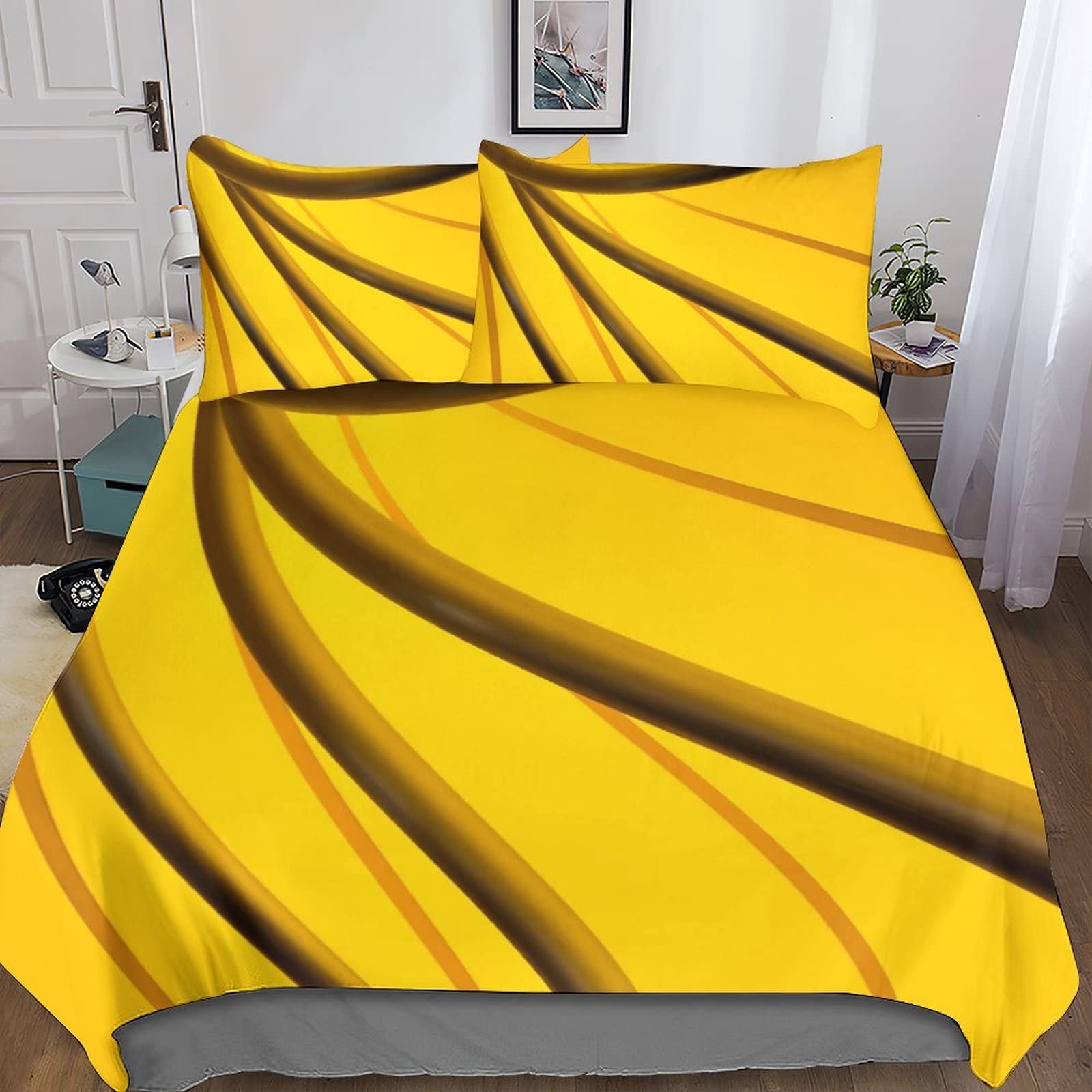 Housse de couette fermeture éclair 220x240 jaune microfibre anti-plis