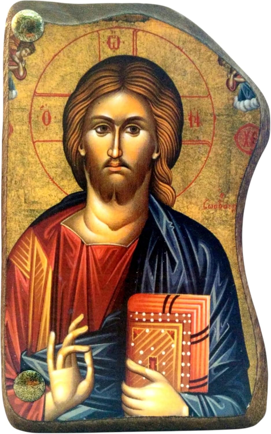 Monte Athos ortodoxo griego de madera hecho a mano icono de Jesucristo / Mp4_1