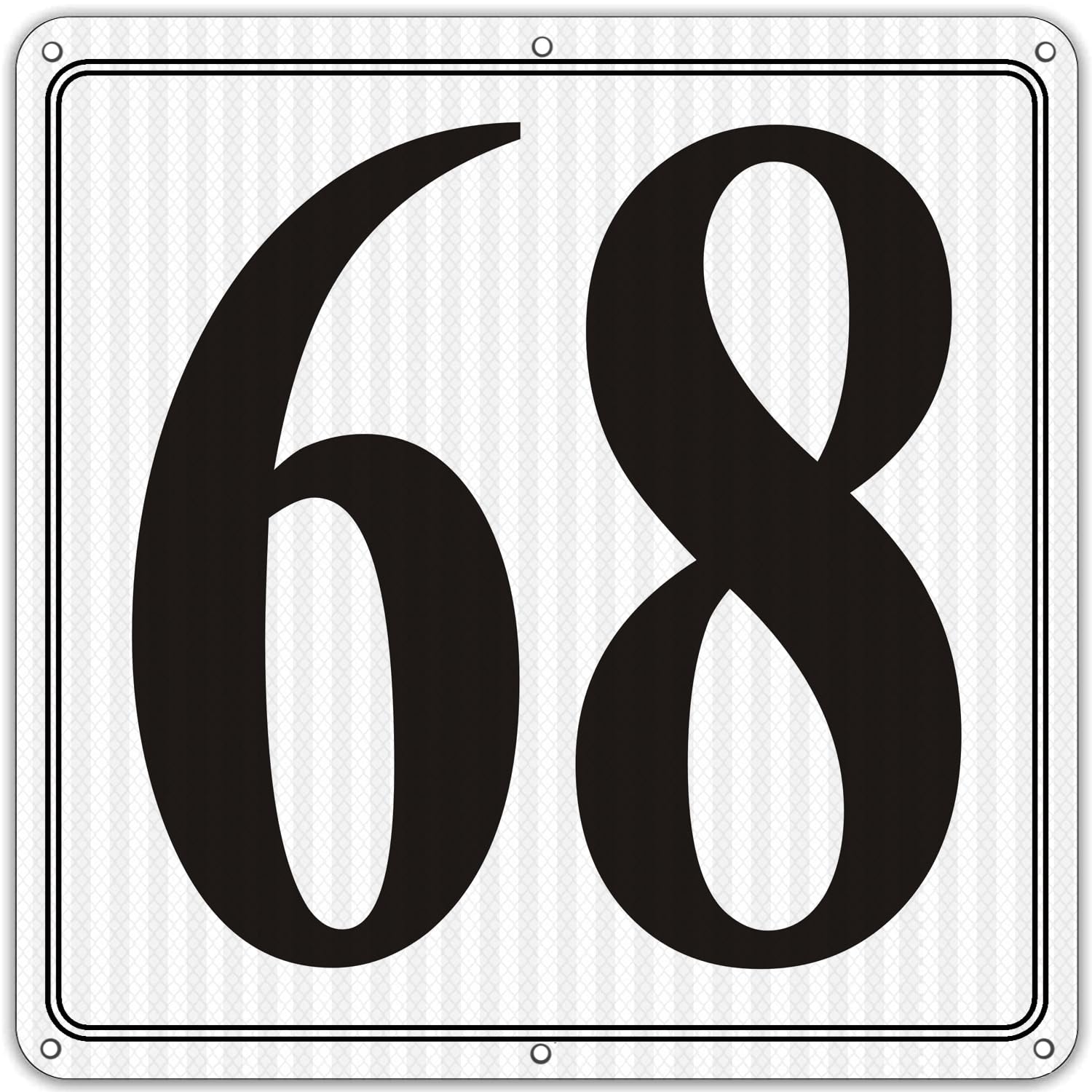 i-CowFun Premium Reflective Metal Number Signs 68 - Aluminum 12" X 12" Parking Spot Numbered Signs Outdoor, Large, for Floor, Dock, Court, Aisle,