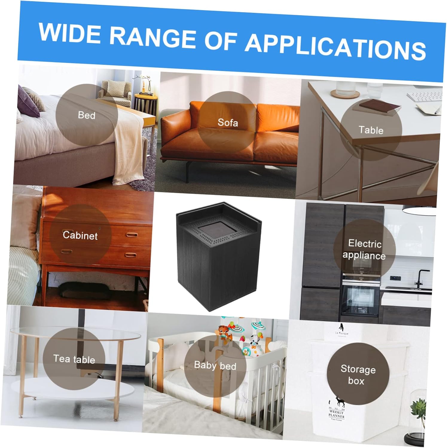 Amosfun 4pcs Bed Riser Blocks Heavy Duty Multi-Function Furniture Risers for Bed Frame Couch Sofa and Desk Legs Easy to Install Elevators for Increased Storage Space