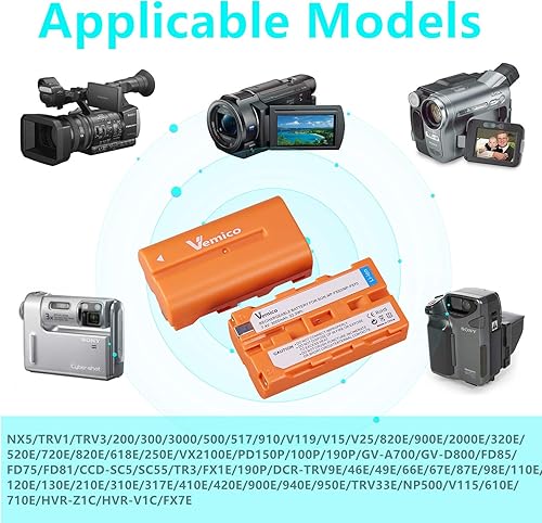 Miniatura 3 de Vemico NP-F550 Juego de cargador de batería 2X 3000mah Baterías de repuesto 2 canales Tipo C Cargador LCD para Sony NP