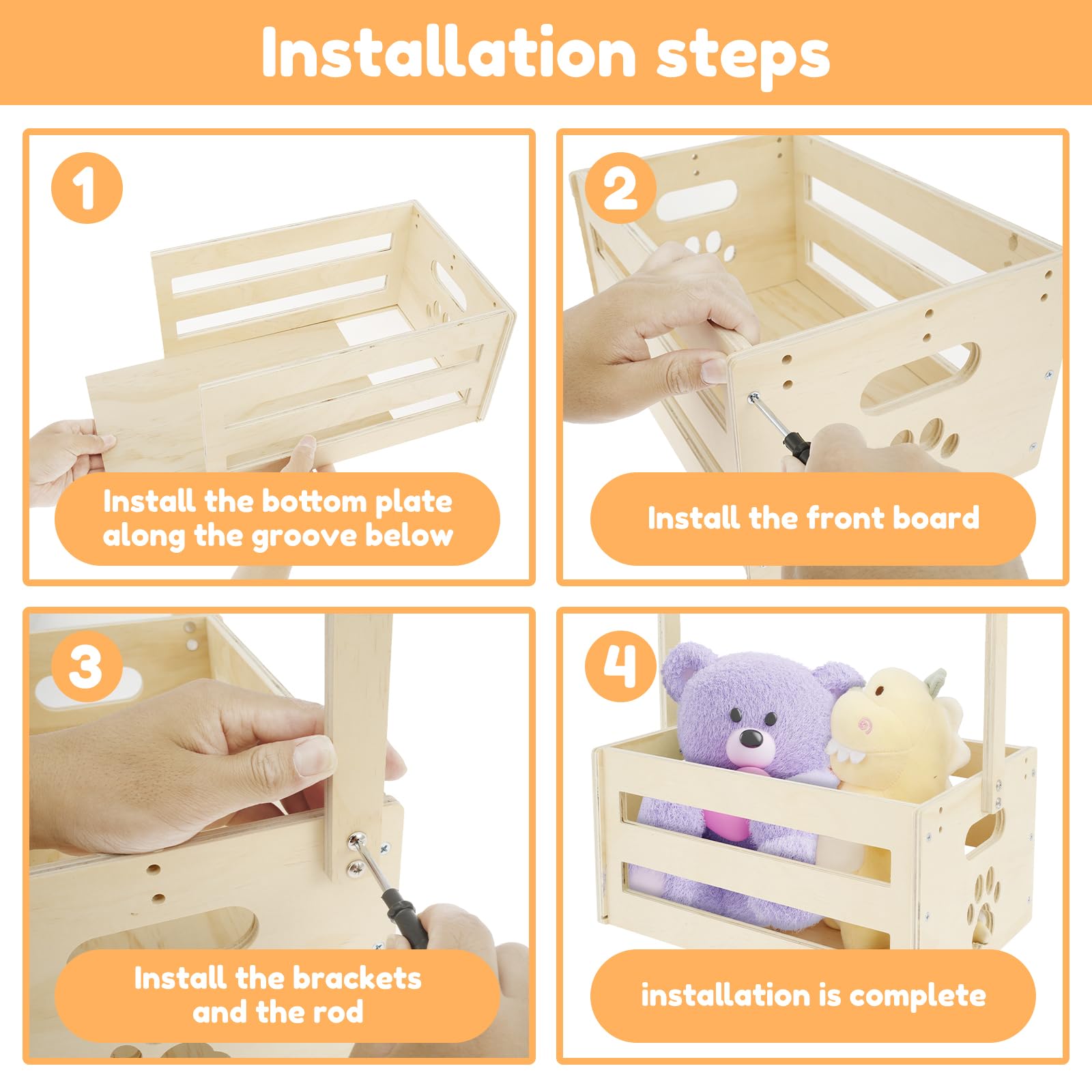 Panier cadeau pour bébé avec poignée - Boîte en bois - Cadeau pour bébé - Boîte de rangement - Porte-vêtements et boîte de rangement pour nouveaux parents - Cadeaux de grossesse