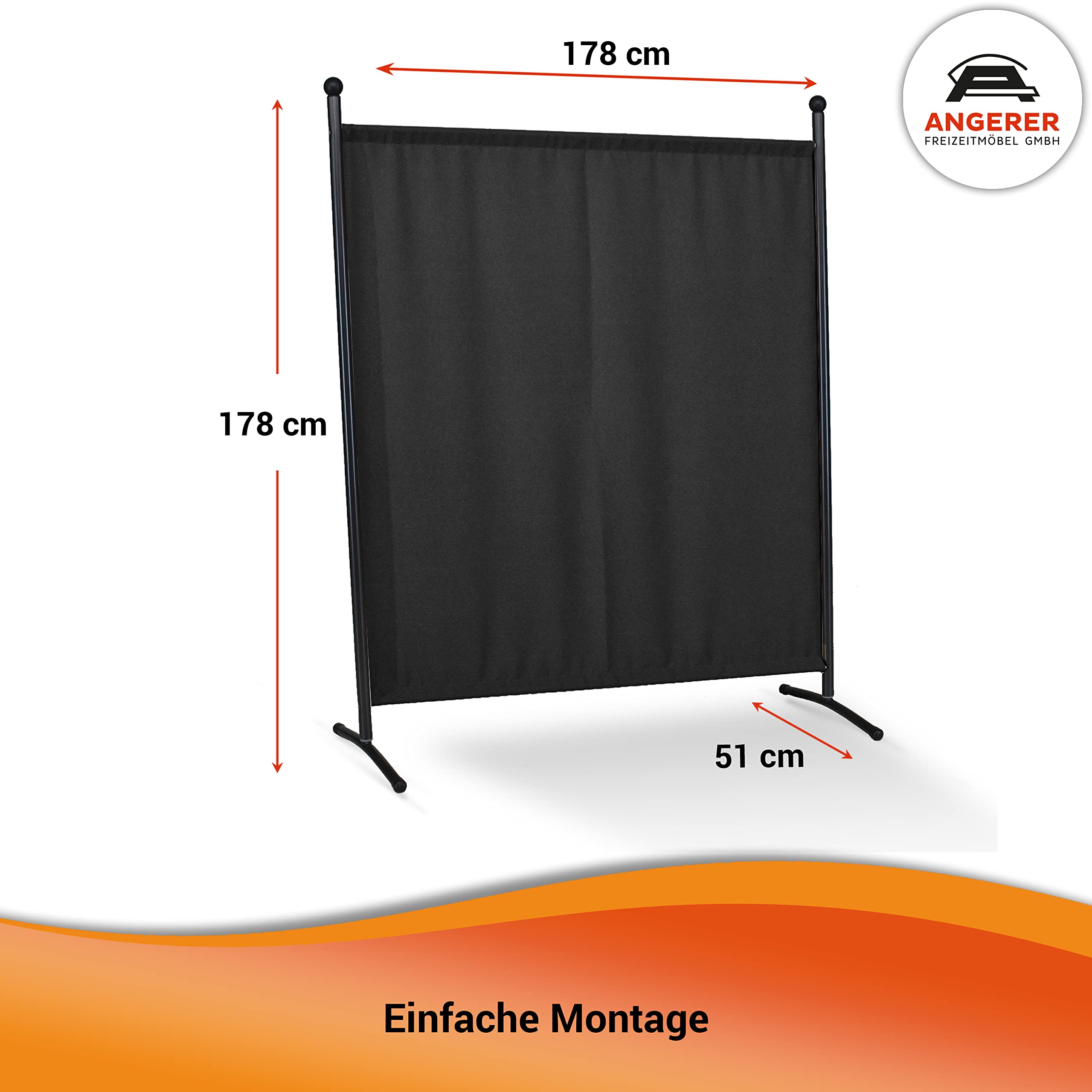 ANGERER Stellwand 178 x 178 cm, dunkelgrau | Raumteiler, Raumtrenner, für Schatten auf Balkon, Bezug aus wetterfestem Textilene-Gewebe, Made in Germany