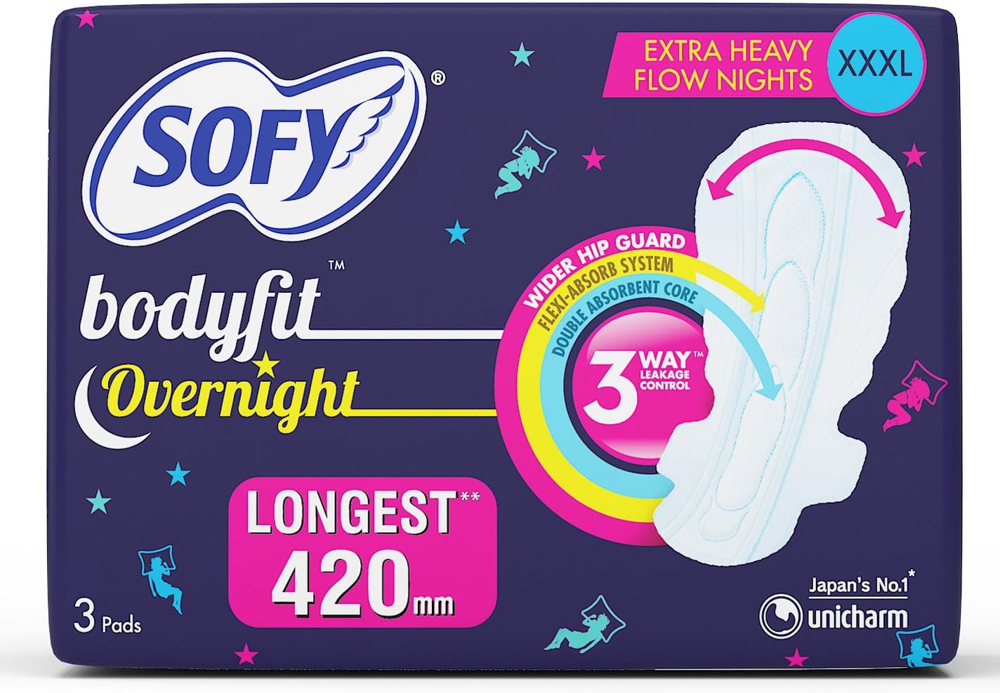 Sofy Body Fit Overnight Sanitary Napkins - XXXL (420)3P