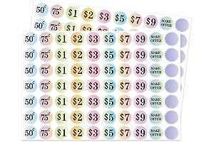 Assorted Gradient Color Garage Sale Stickers, Pre-Printed Pricing for Flea Market