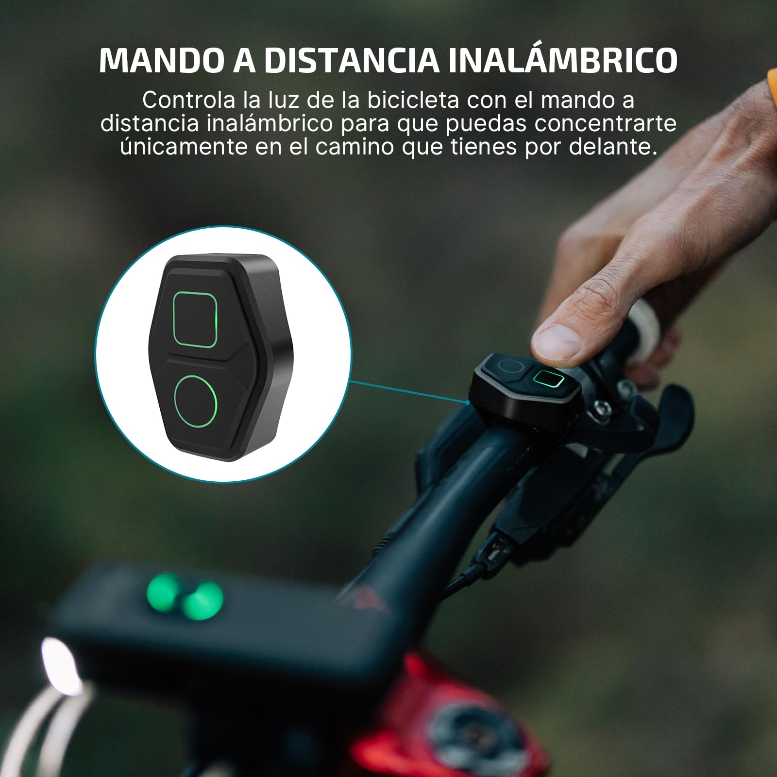 OLIGHT RN 2000 Faro de Bicicleta con Control Remoto Inalámbrico 2000 lúmenes 170 Metros IPX6 Luz del Casco Tipo C Sensor de Choque Carga/Descarga Negro