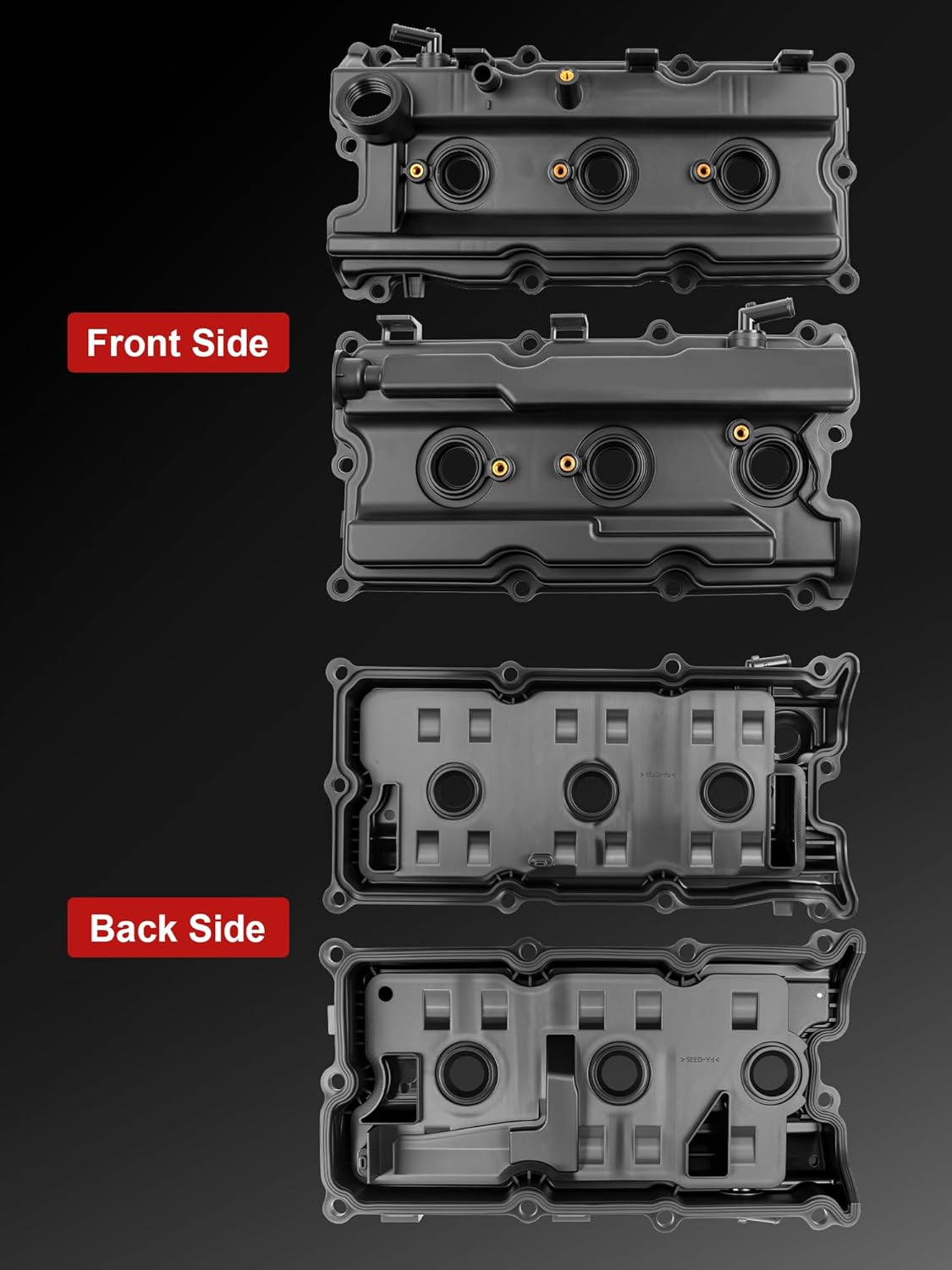 Valve Covers Compatible with 2005-2015 Xterra Pair Left Right Engine, 2005-2019 Frontier, 2005-2012 Pathfinder, with Oil Filler Caps and Gaskets and Bolts Replace 13264-EA200 13264-EA210
