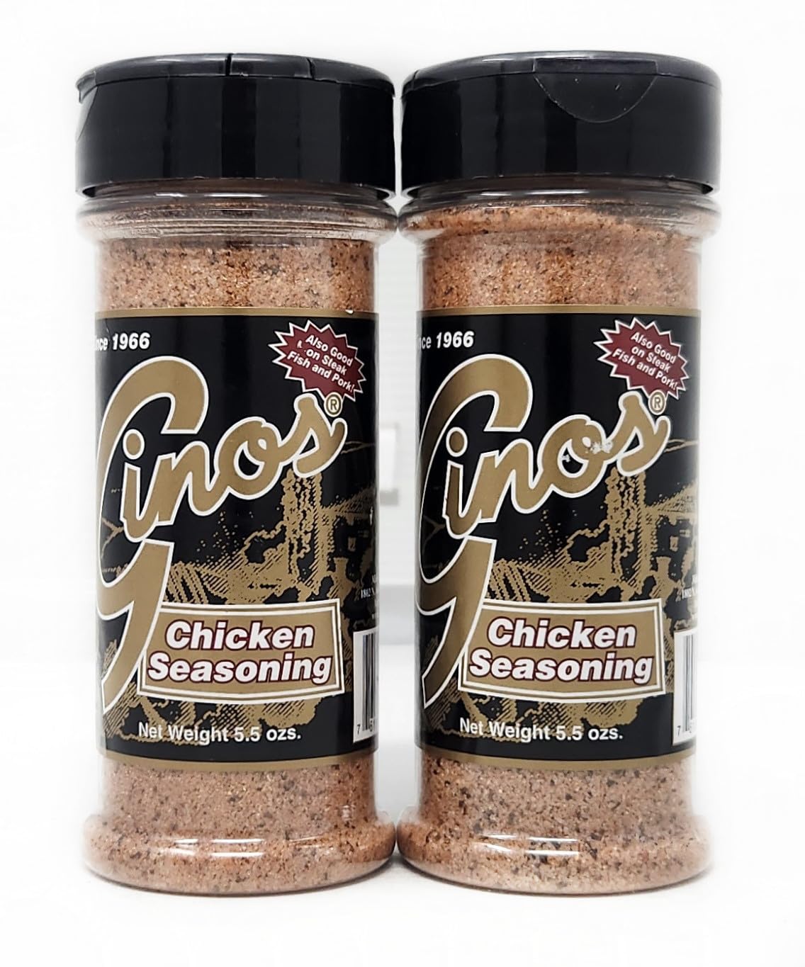 2 Pack of Chicken Seasoning 5.5oz Bottles Gino's Since 1966 Also good on Steak Fish and Pork