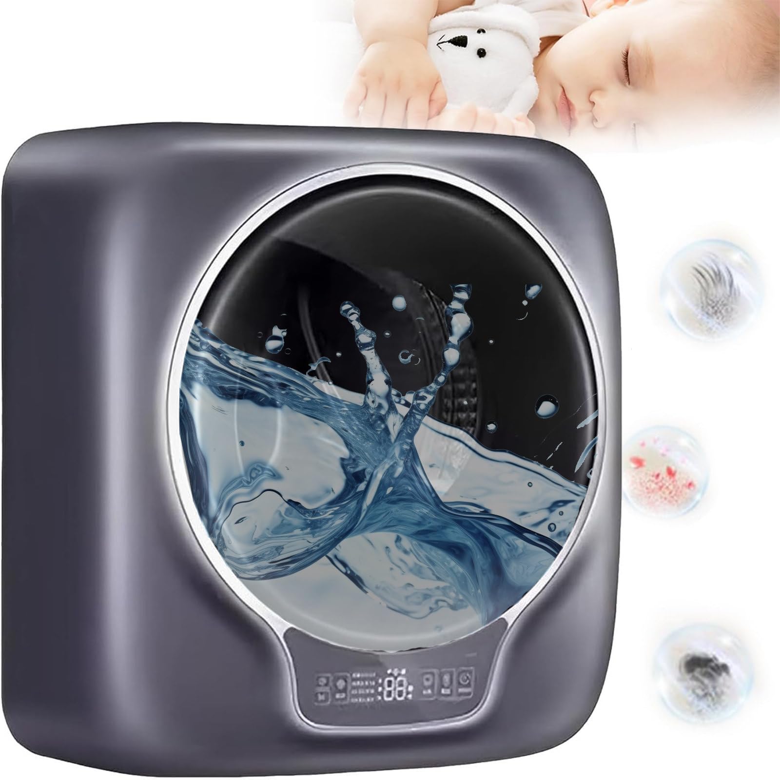 Lavatrice a Tamburo Frontale Completamente Automatica da 3 kg montata a Parete, Lavanderia compatta a Carica Frontale, Mini Lavatrice Completamente Automatica,per dormitori in Appartamenti