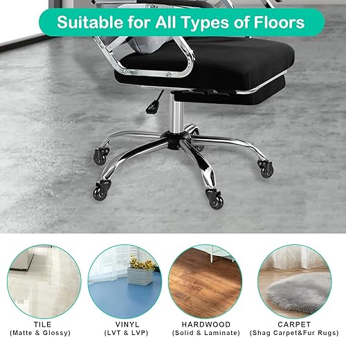 Miniatura 5 de Hirate Ruedas para silla de oficina de 2 pulgadas con vástago roscado de 516 pulgadas - 18UNC, ruedas suaves de repuesto seguras para suelos de