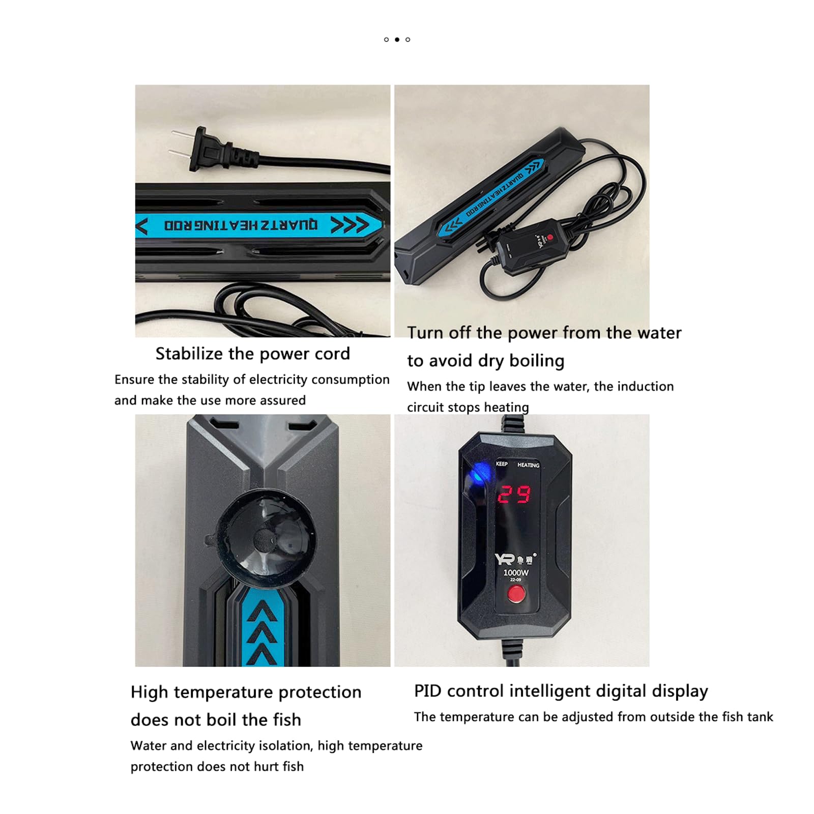 Asta riscaldante per Acquario per Acquario Riscaldatore Automatico a Temperatura costante a Prova di Esplosione Piccola Asta riscaldante, 200 W (50 W)