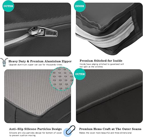 Miniatura 3 de ClawsCover Juego de 8 fundas de repuesto para asientos y respaldos para exteriores, 4 piezas, mimbre de 4 plazas, muebles de patio, sofá modular con