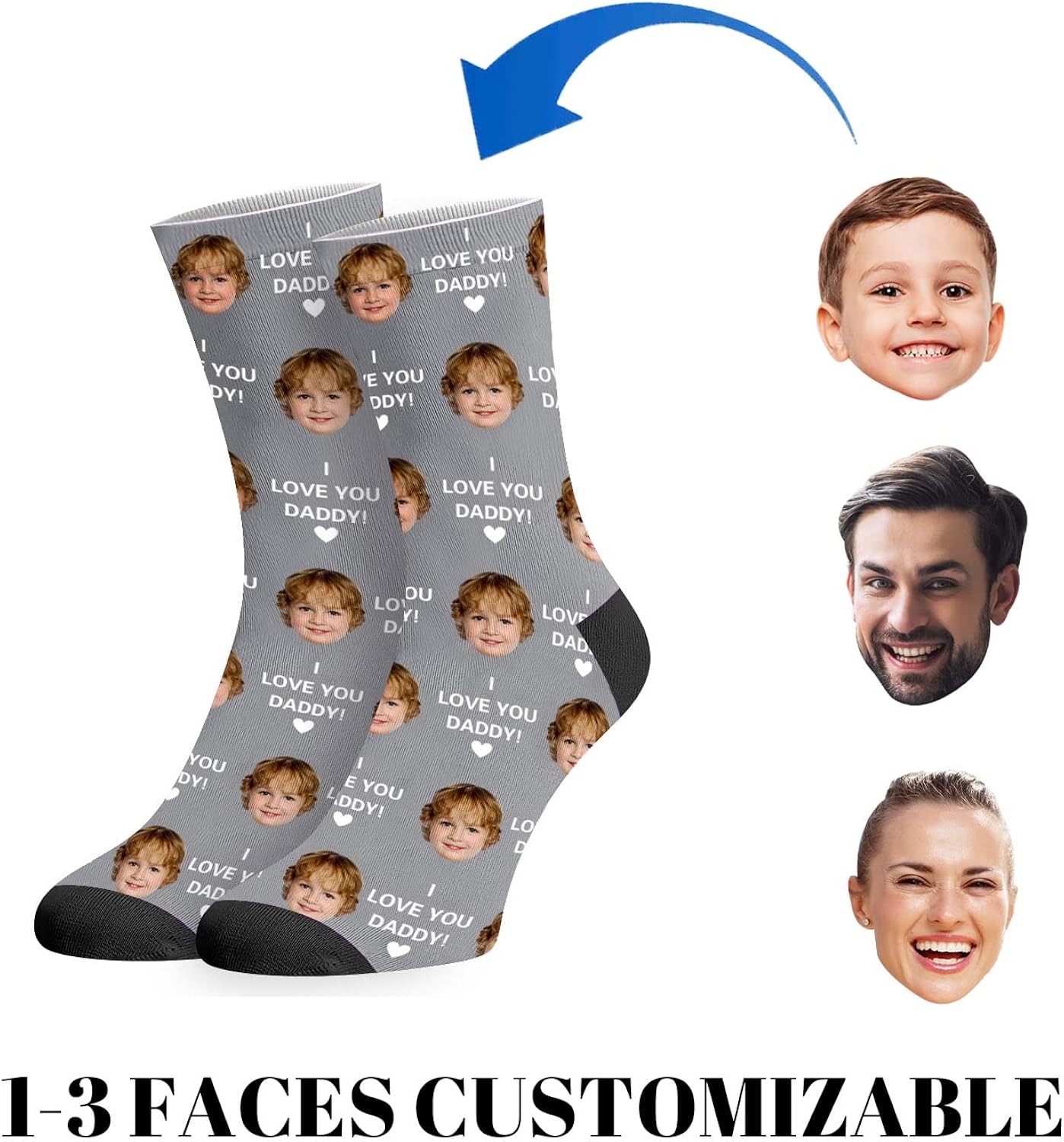 Miniatura 2 de COLORSFORU Calcetines personalizados con imagen fabricados en EE. UU., calcetines personalizados para el día del padre, calcetines personalizados