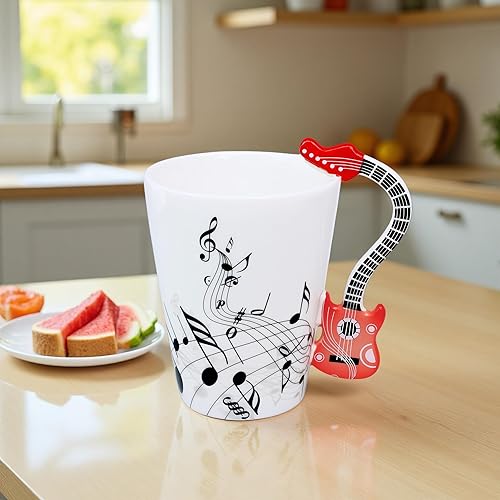 Miniatura 5 de Taza de guitarra Taza de café de 13.5 oz para guitarristas y amantes de la música Regalos de cumpleaños y Navidad para hombres y mujeres