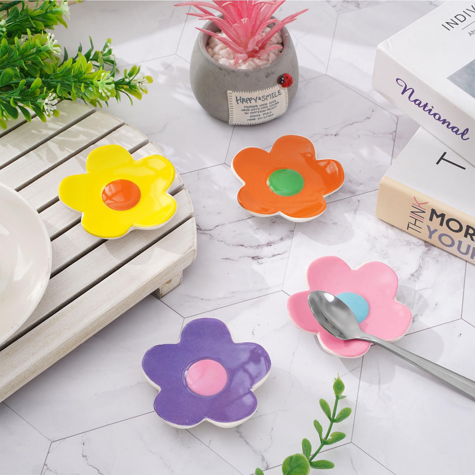 Amazon.com: Whaline 4Pcs Spring Y2K Flower Coffee Spoon Rest