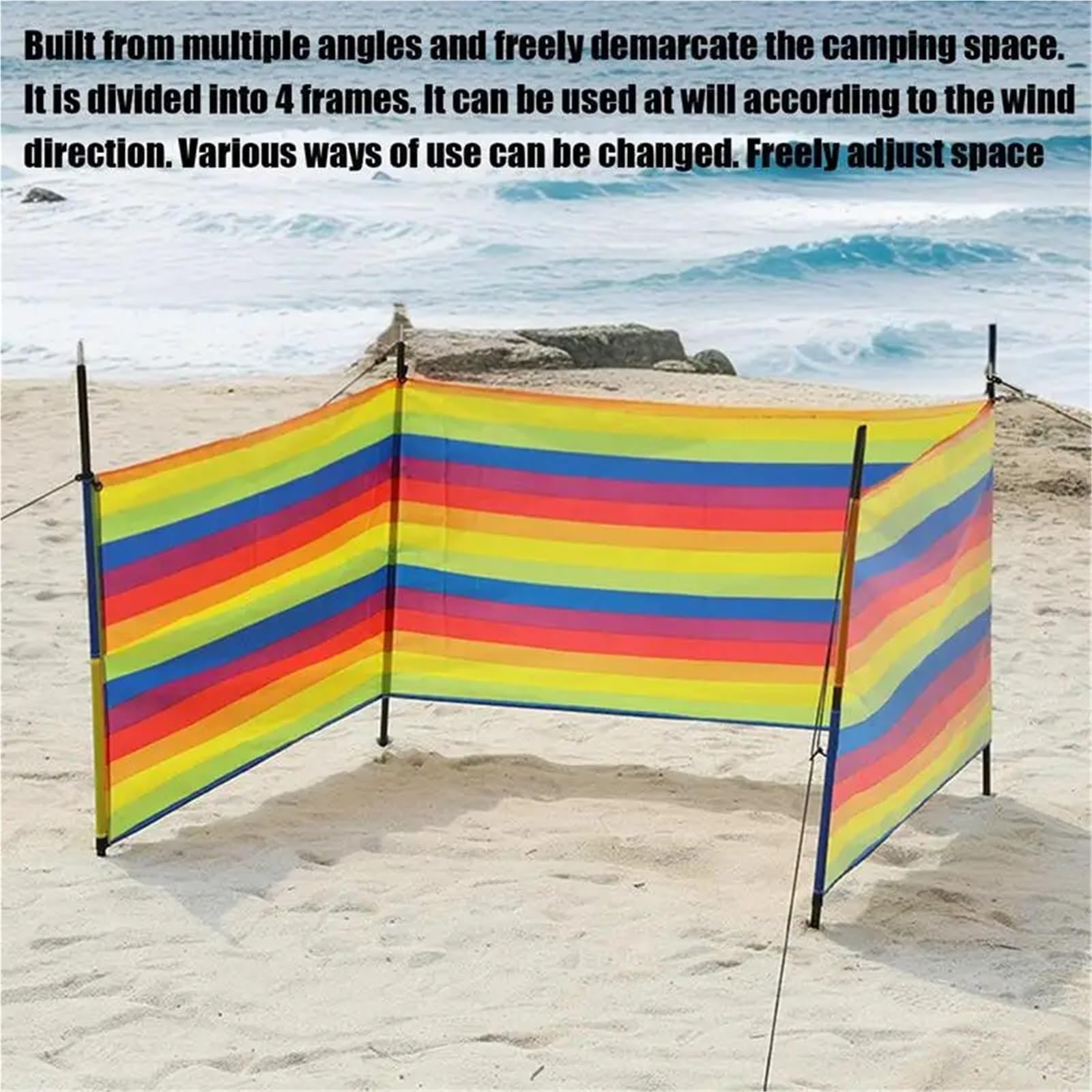 Paravento da Spiaggia Barriera frangivento for Campeggio, Spiaggia, Privacy, Riparo frangivento, Tenda Antivento, Portatile, for Esterni(White)