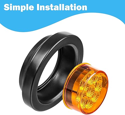 Miniatura 5 de 5 luces LED marcadoras de 2 pulgadas, luces laterales de remolque ámbar, 9 diodos con reflectores para camiones de remolque, sello impermeable, 12 V