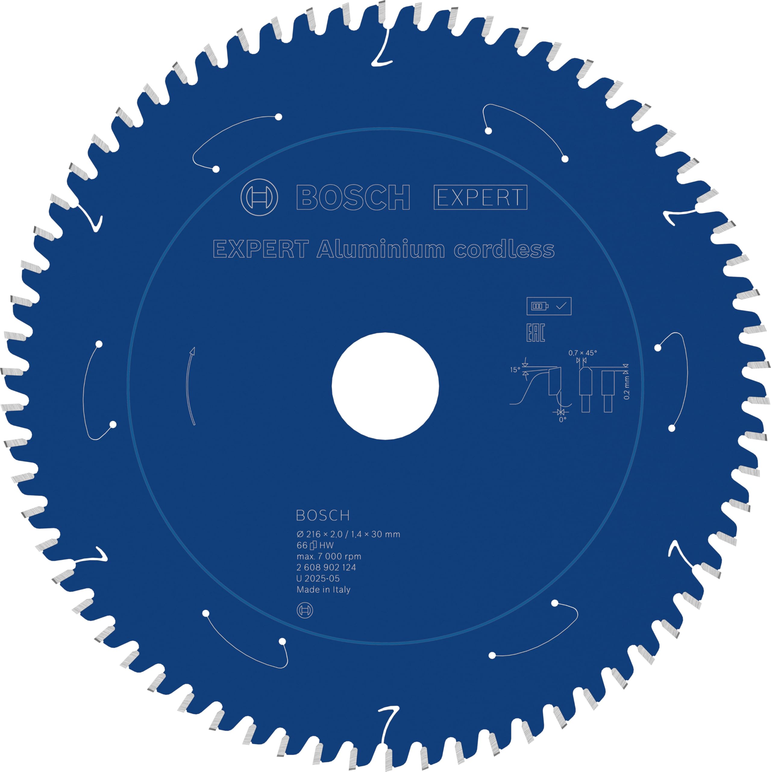 Bosch Expert Cordless Aluminium Circular Saw Blade 216 X 30 X 66T Plastic