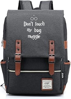 Non toccare la mia borsa,muggle,hogwarts College Potter Rucksack,leisure Fashion Student Bag, oro zopper Medio Grigio scuro