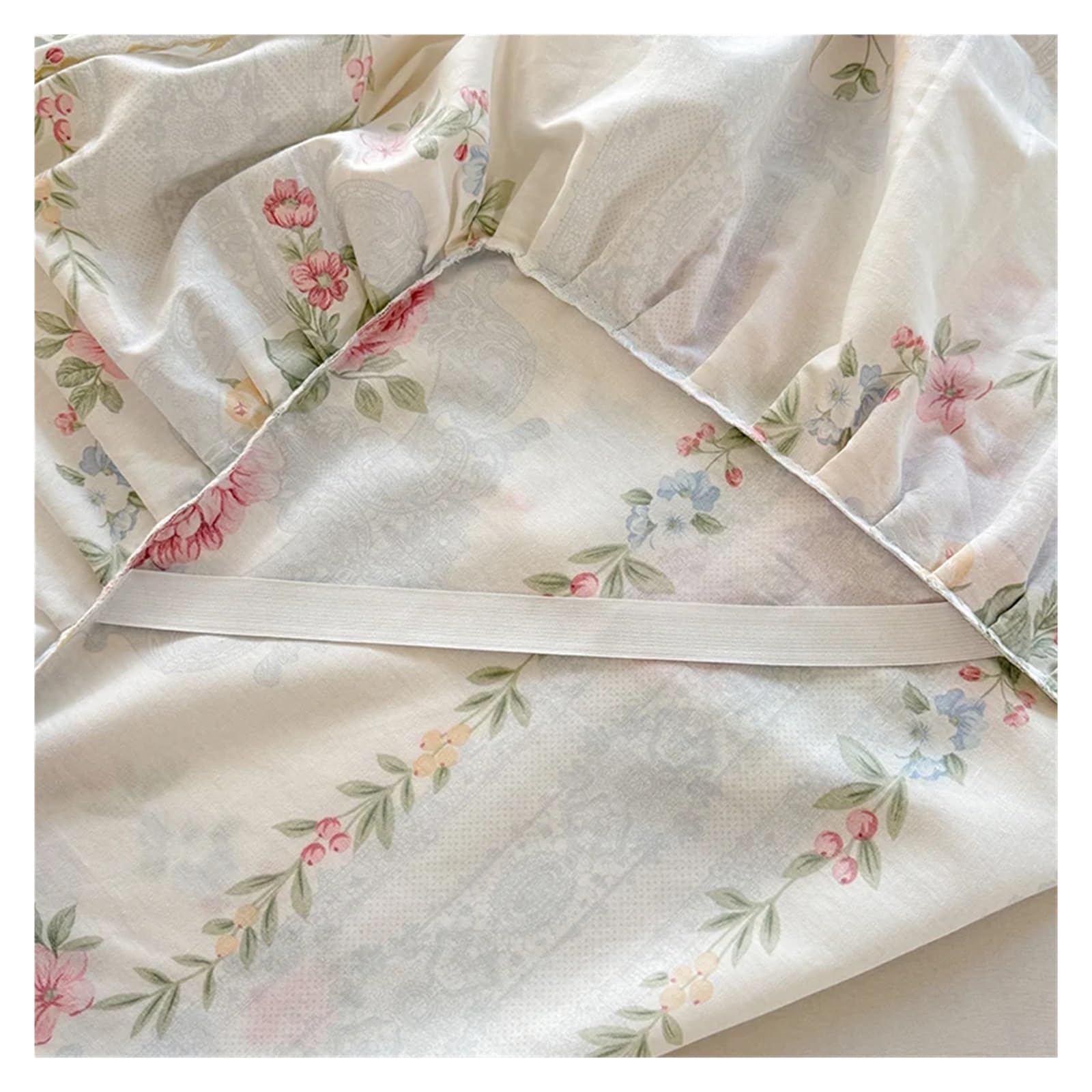 Falda De Cama De Encaje Falda de Cama de algodón, Colcha Estilo Encaje, Colcha Floral, Funda de Cama, Protector de colchón Agradable for la Piel Cubre Canape(Luoxiangyimeng Fen,180x200x40cm 1pc)