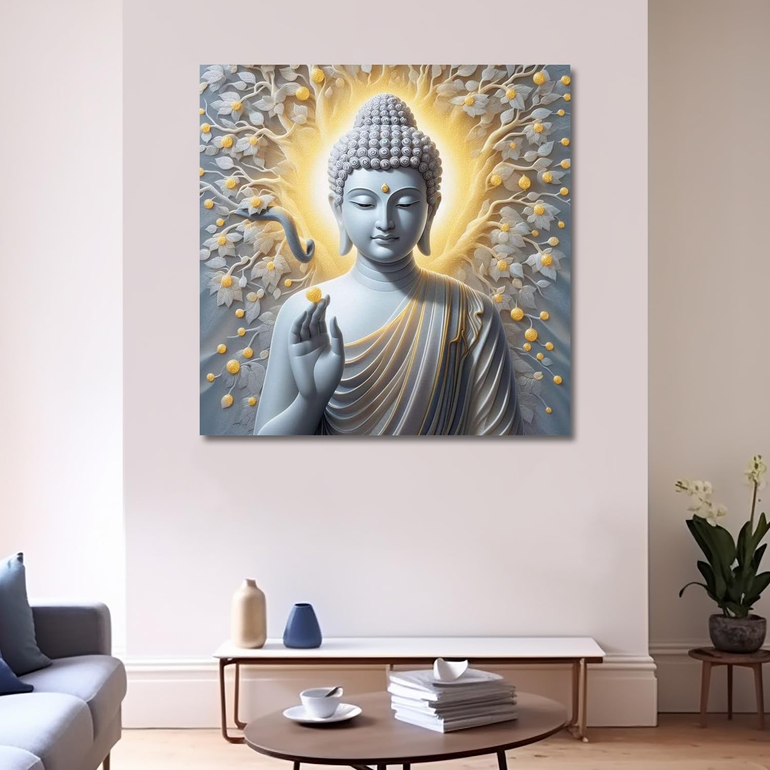 Olive Tree® Wooden Wall Art Canvas Painting for Home, Bedroom & Living Room|Engineered Wood Frame|Modern Stylish Gautam Buddha Hanging Wall Art Painting for Wall Decoration|24 x 24 inch Multicolour (B0CZ9JJH6S) Amazon Price History, Amazon Price Tracker