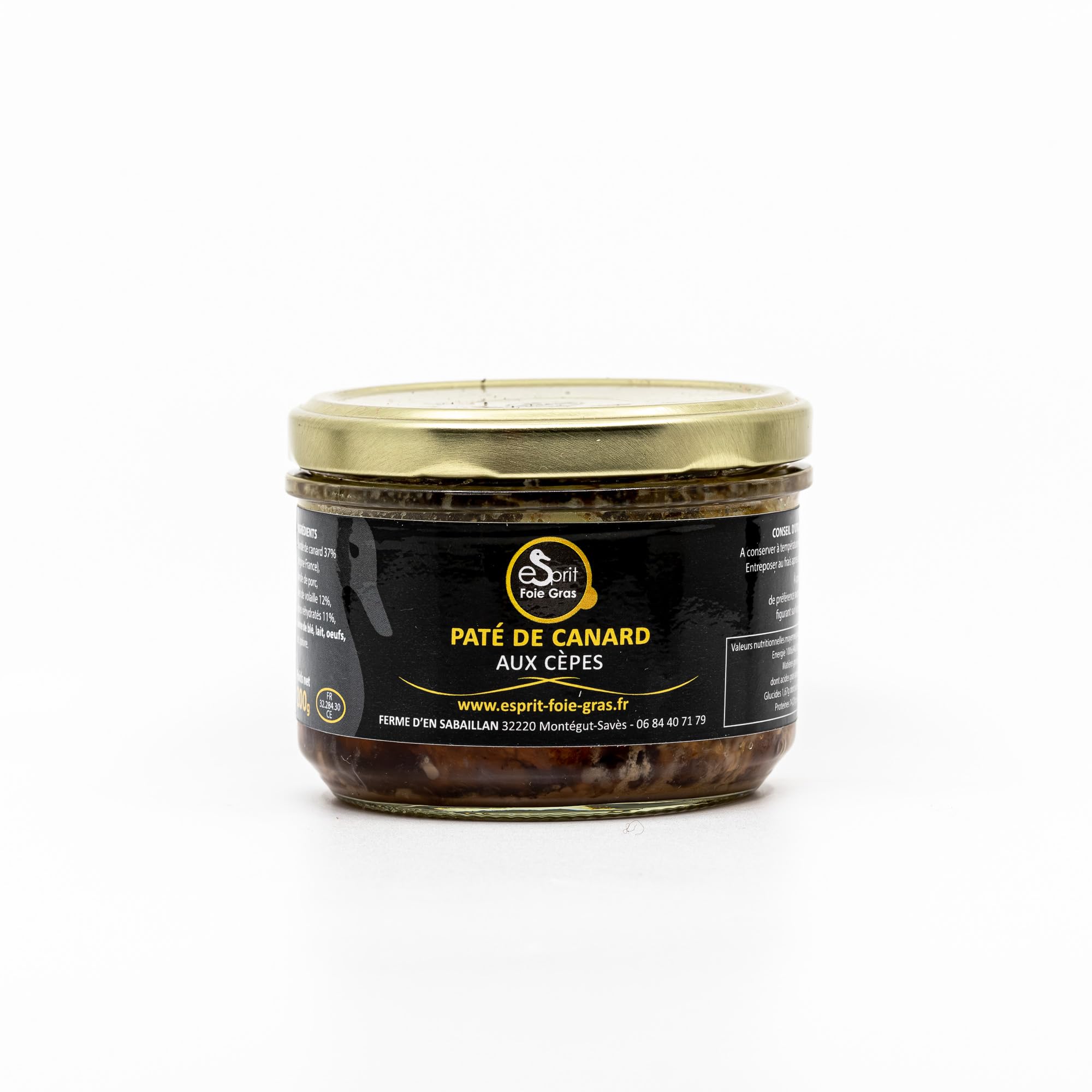 Esprit Foie Gras - Pâté de canard aux cèpes 200 g - Conserverie familiale du Gers - Canard élevé et transformé dans le Gers - Terroir et gastronomie du Sud-Ouest