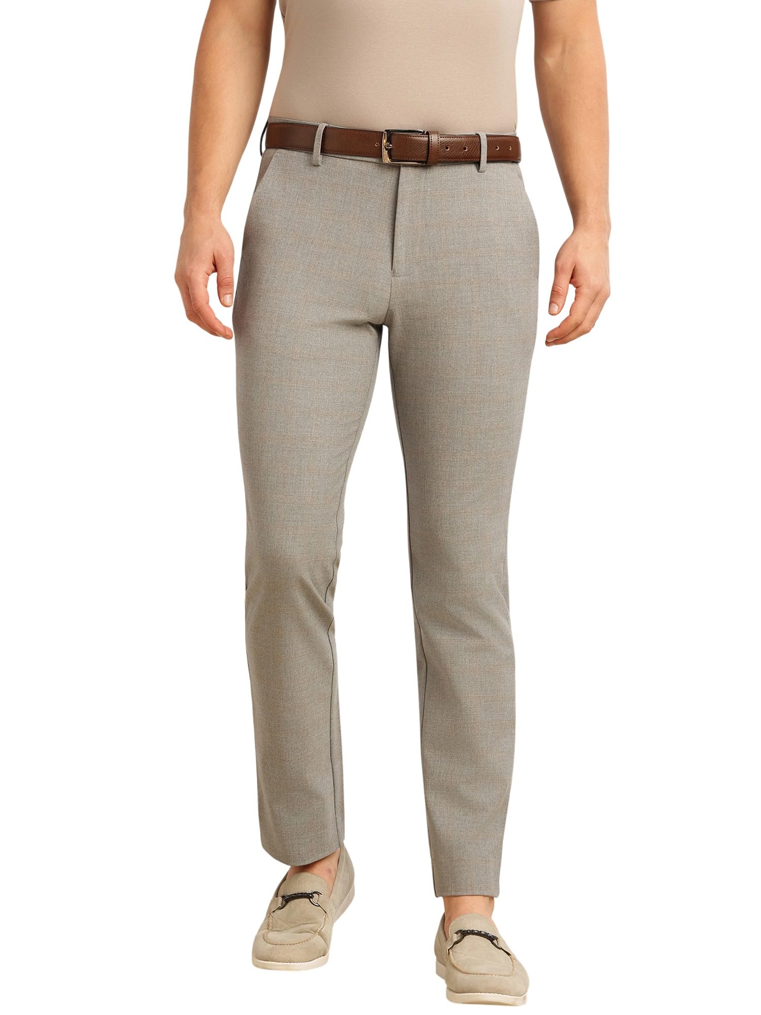 thomas scott Men's | Regular Fit | Mid-Rise | Fix Belt | 4-Way Stretch | Performance | Solid | Woven | Formal | Trouser-picture-47