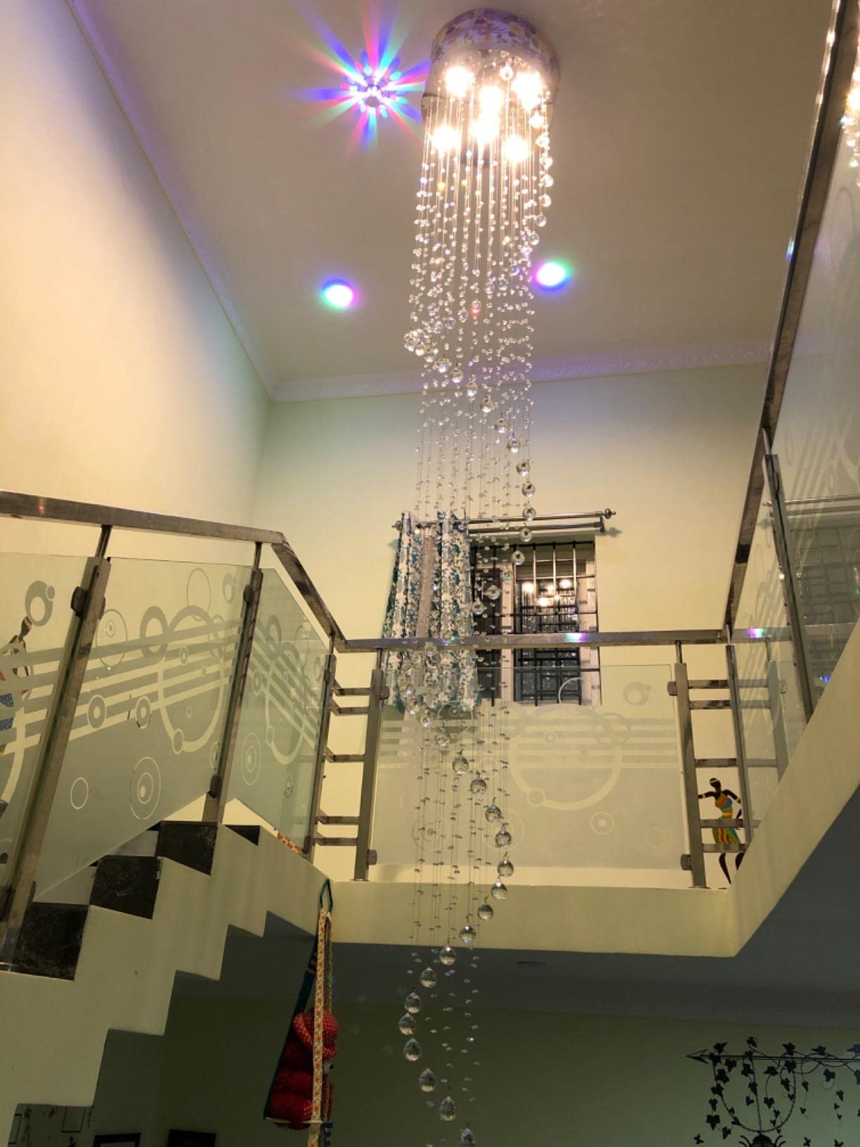 LIGHT WAVE LW 12 feet Crystal Chandelier Modern Ceiling Lights Decorative Pendants for Living Room, Bedroom, Hall, Hotel, Bar, Resort Décor 1