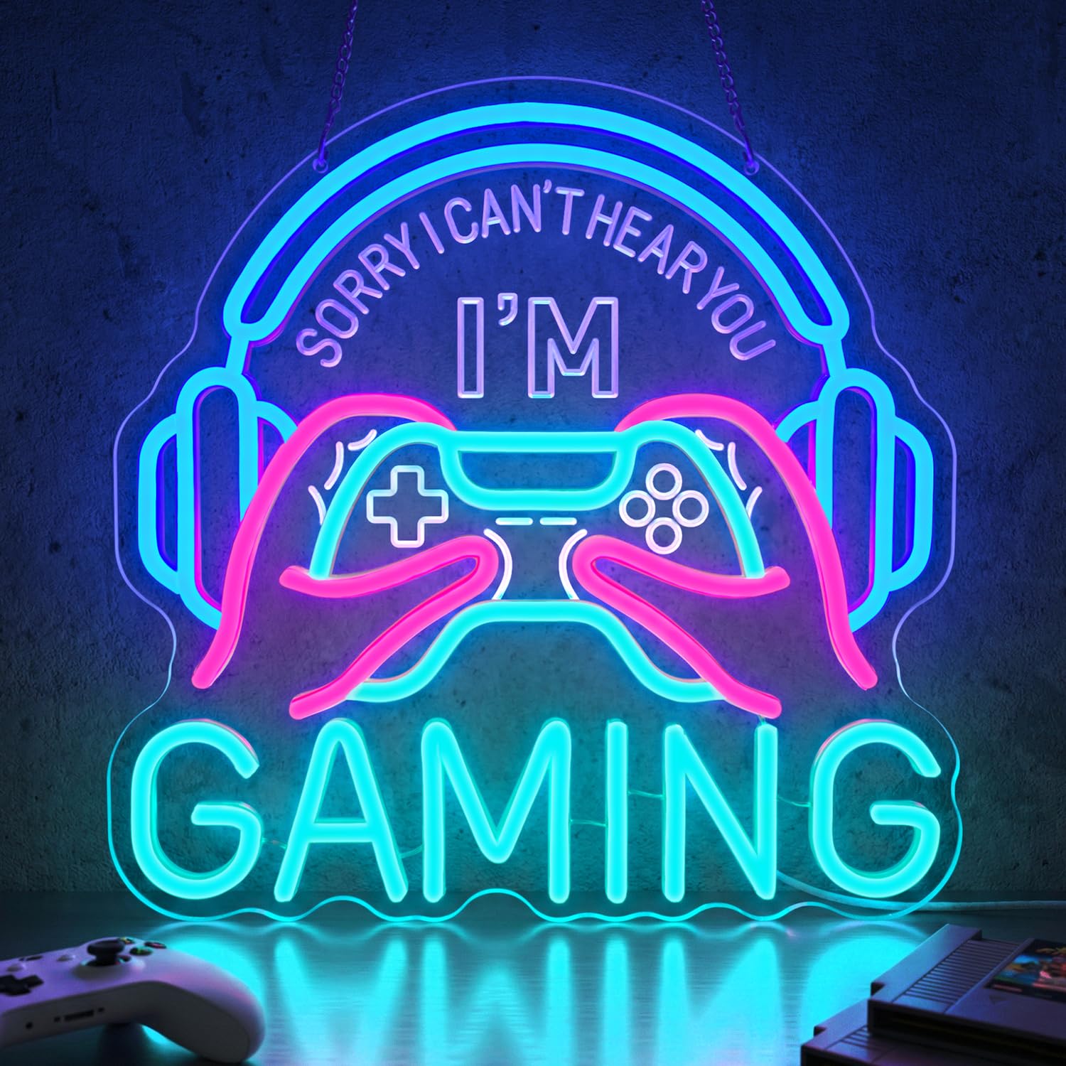 Lxmoneon Gaming Neon Schild, dimmbare LED Spiel Neonschilder für Spielzimmer dekoration, USB Neon Gaming Licht für Jungenzimmer Wanddekoration, Gamer Geschenke für Teenager, Jungen, Kinder
