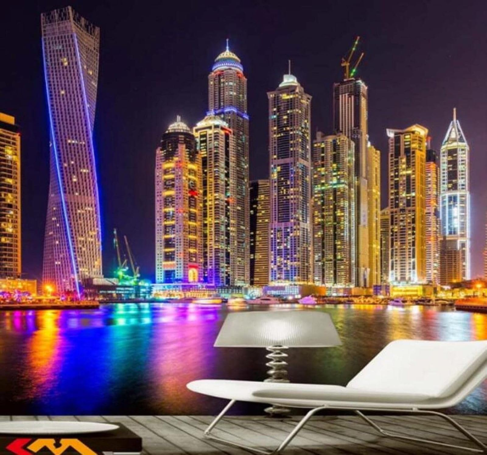 Xlming 400Cm×280Cm(B×H) Beautiful Three Dimensional City Architecture River Night View 3D Wallpaper Luxury Silk Study Dining Feature Sofa Grey Bedroom Living Room Tv Decorative Wall-400Cm×280Cm