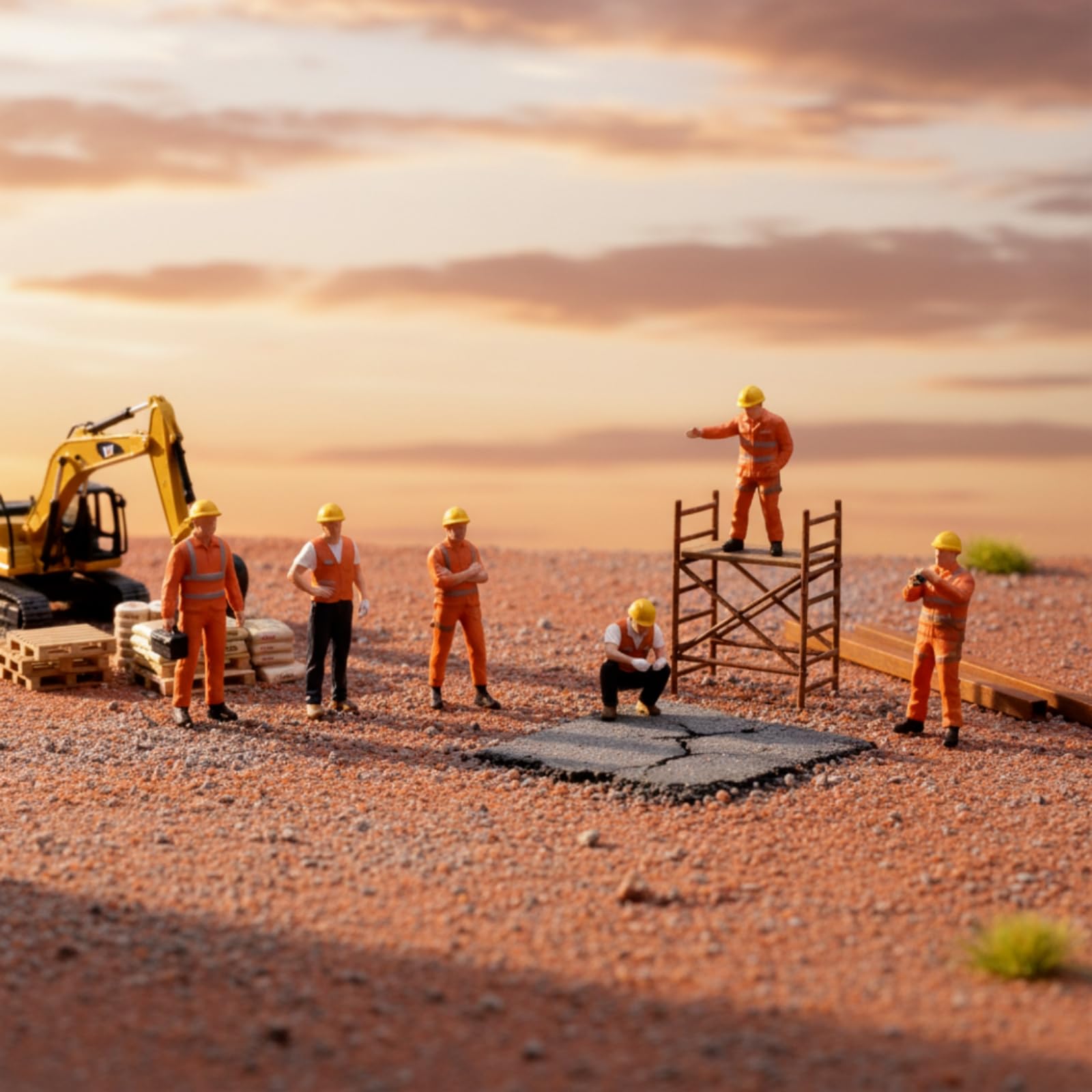Manutenzione Operai Figure Personaggi Modelli Diorama Miniatura in Resina Dinamiche con Caschi E Tute da Lavoro Adatti per Plastici Ferroviari Scenari, Modello Colorato
