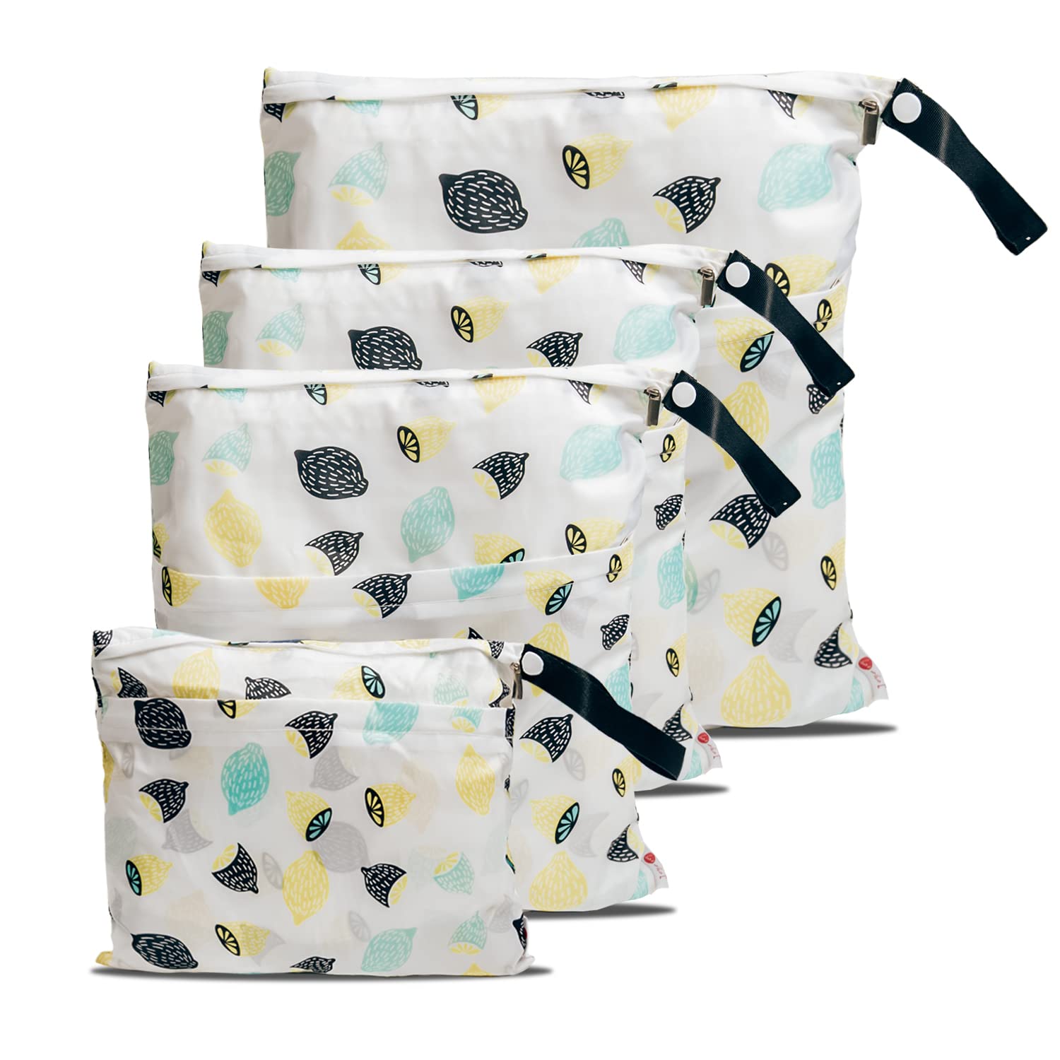 4 Stück Wet bag wasserdichte Windeltasche für unterwegs Nassbeutel Kindergarten Wetbag Kindergarten Wäschebeutel kita Wetbag Stoffwindeln Wäschebeutel Kindergarten Wasserdicht Windeltasche für Baby