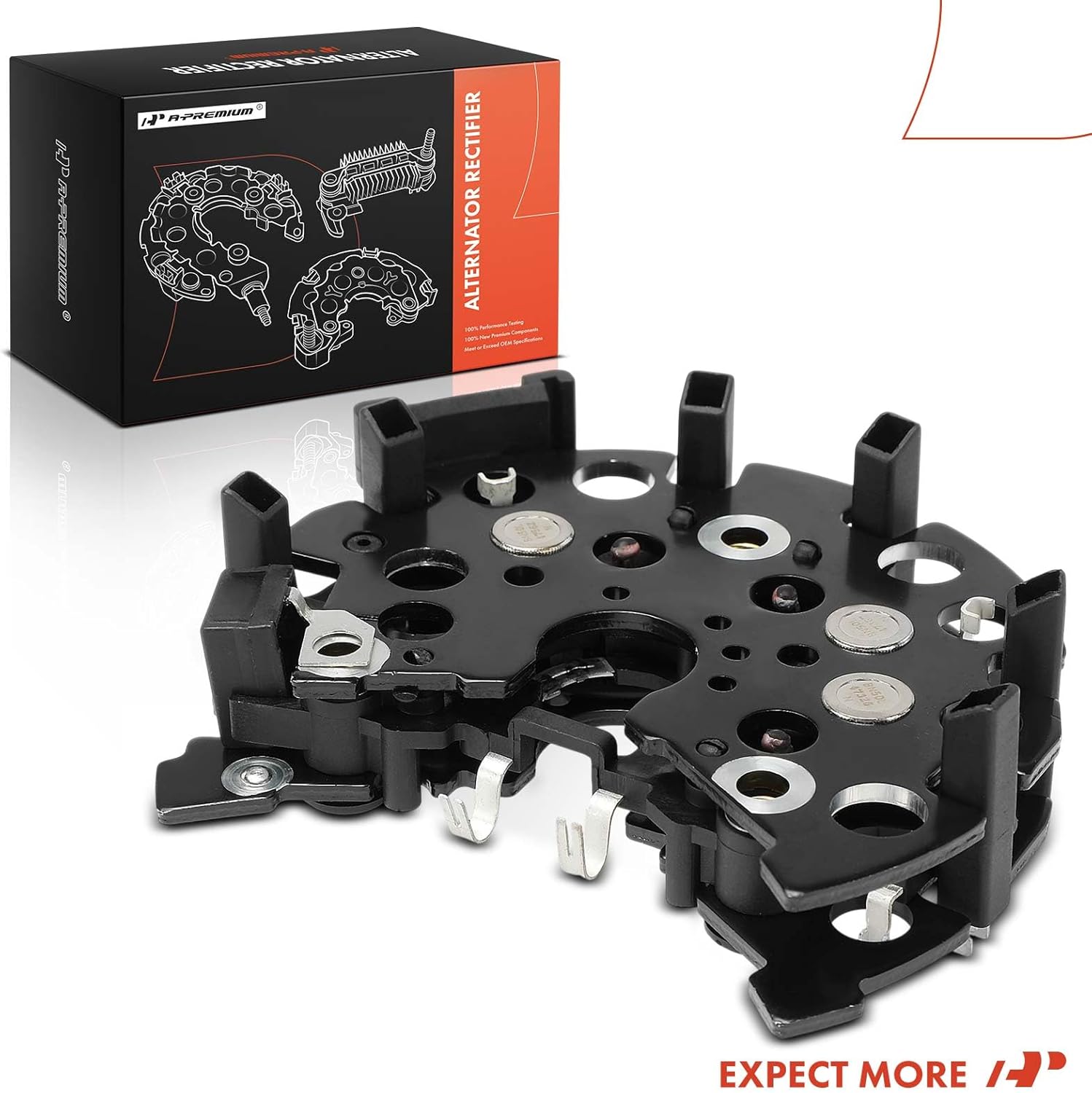 A-Premium Alternator Rectifier Compatible with Volkswagen EuroVan 1995-1997 2.4L, 1996 2.5L, 1997 2000-2001 2.8L, 12V Rectifier 6-50A Diodes