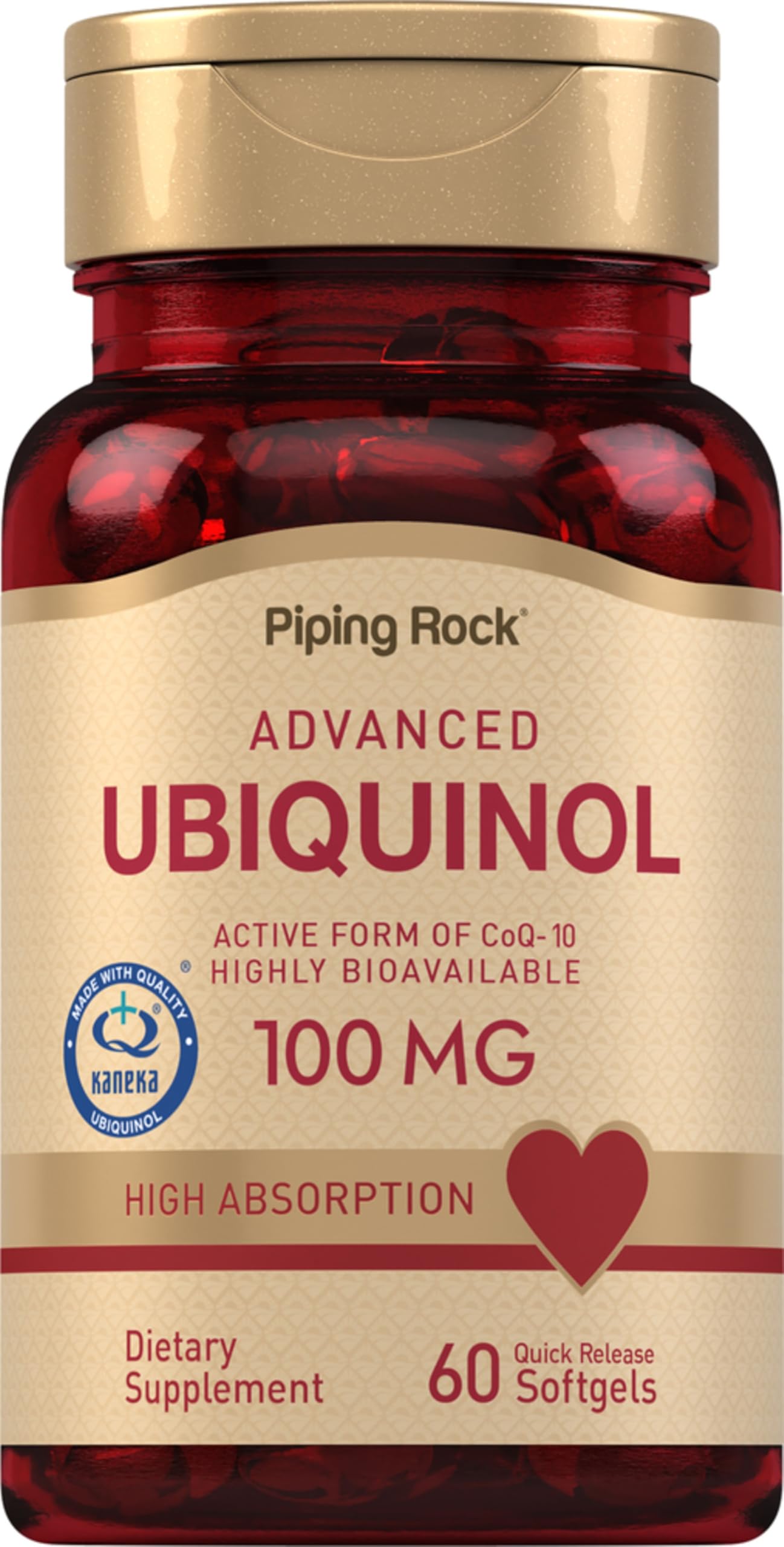 Piping Rock Ubiquinol 100mg | 60 Softgels | Active Form of CoQ10