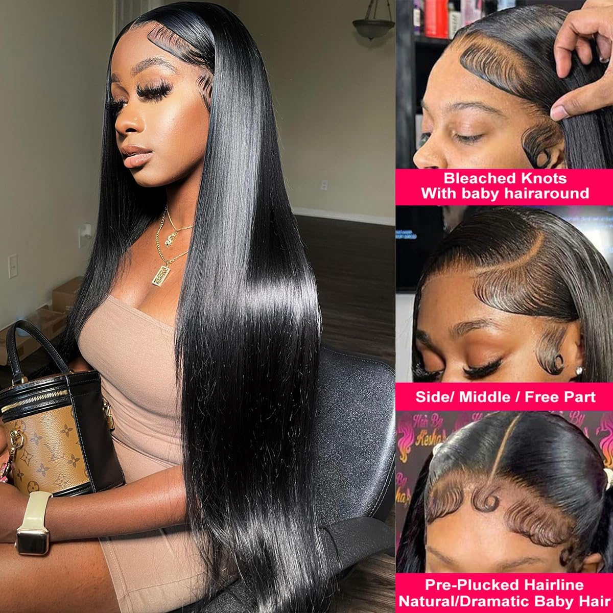 Amazon.com : Nawpum 18 Inch Straight HD Lace Frontal Wigs  display picture 2