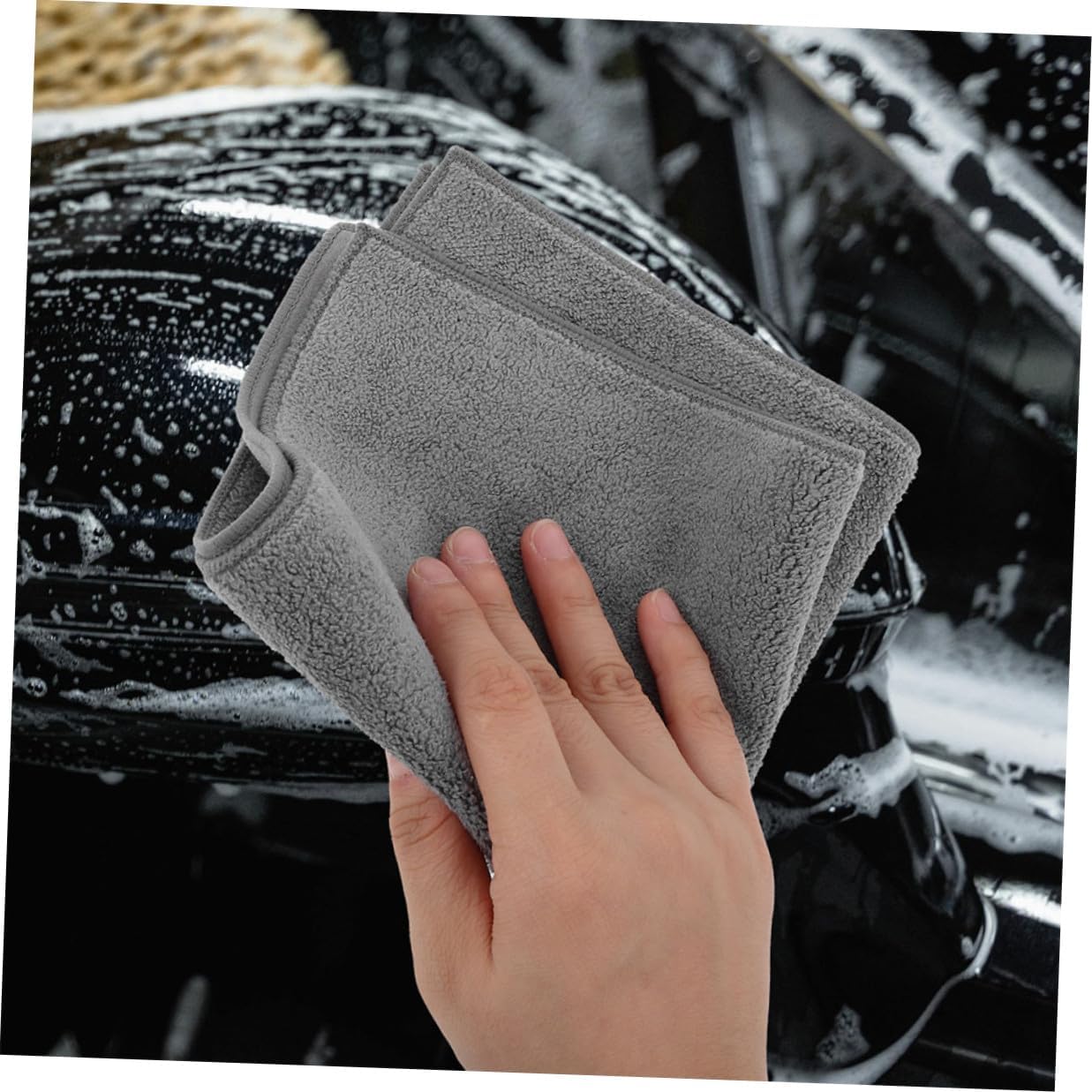 Alasum Thick Double-Sided Microfiber Car Towels 2pcs 30x30cm, High Absorbency Cleaning Cloths for Car Detailing and Interior Exterior Washing, Auto Care Accessories