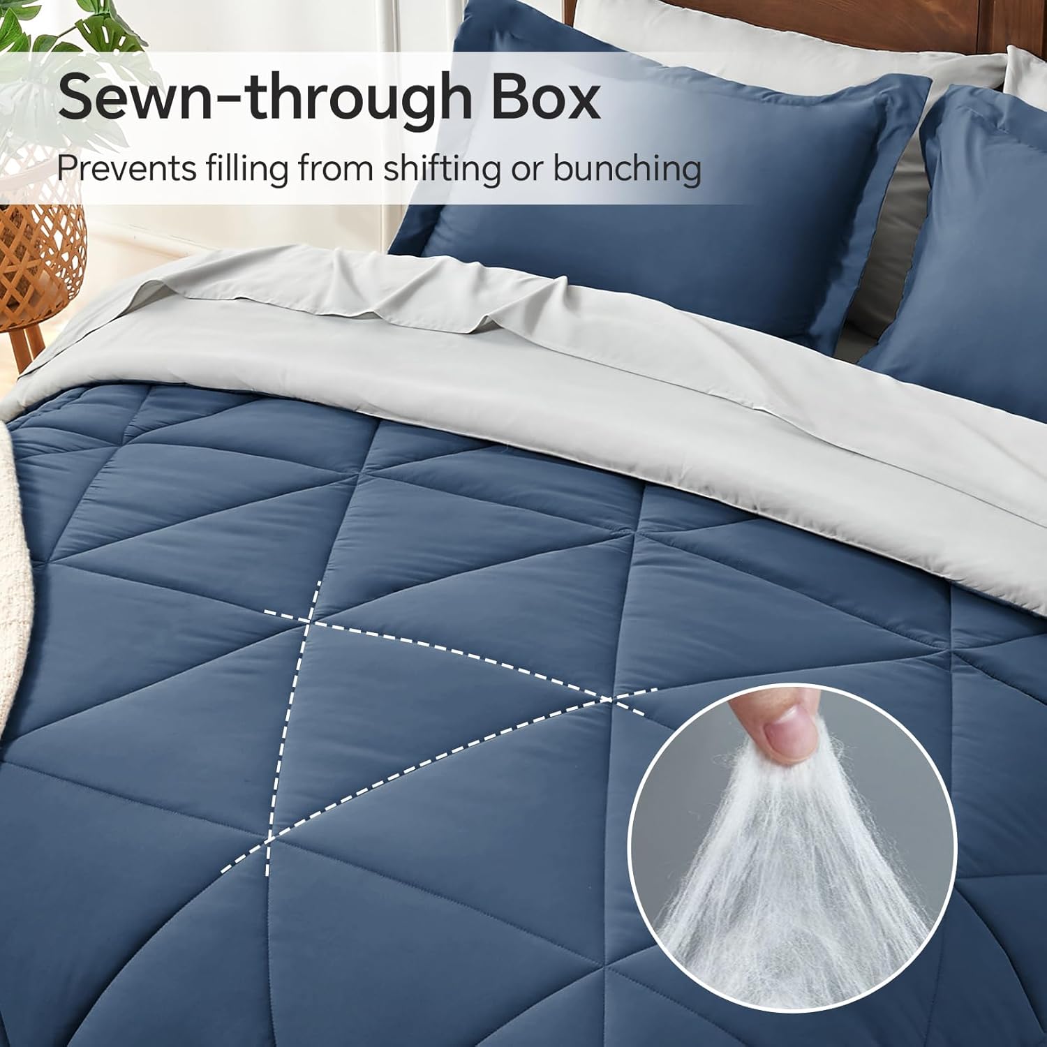 BEDELITE Queen Comforter Set 7 Pieces Bed in A Bag - Soft Microfiber Reversible Calm Blue Bed Set with Comforters, Sheets, Pillowcases & Shams, Cozy Luxury Bedding Sets for All Season - Image 3