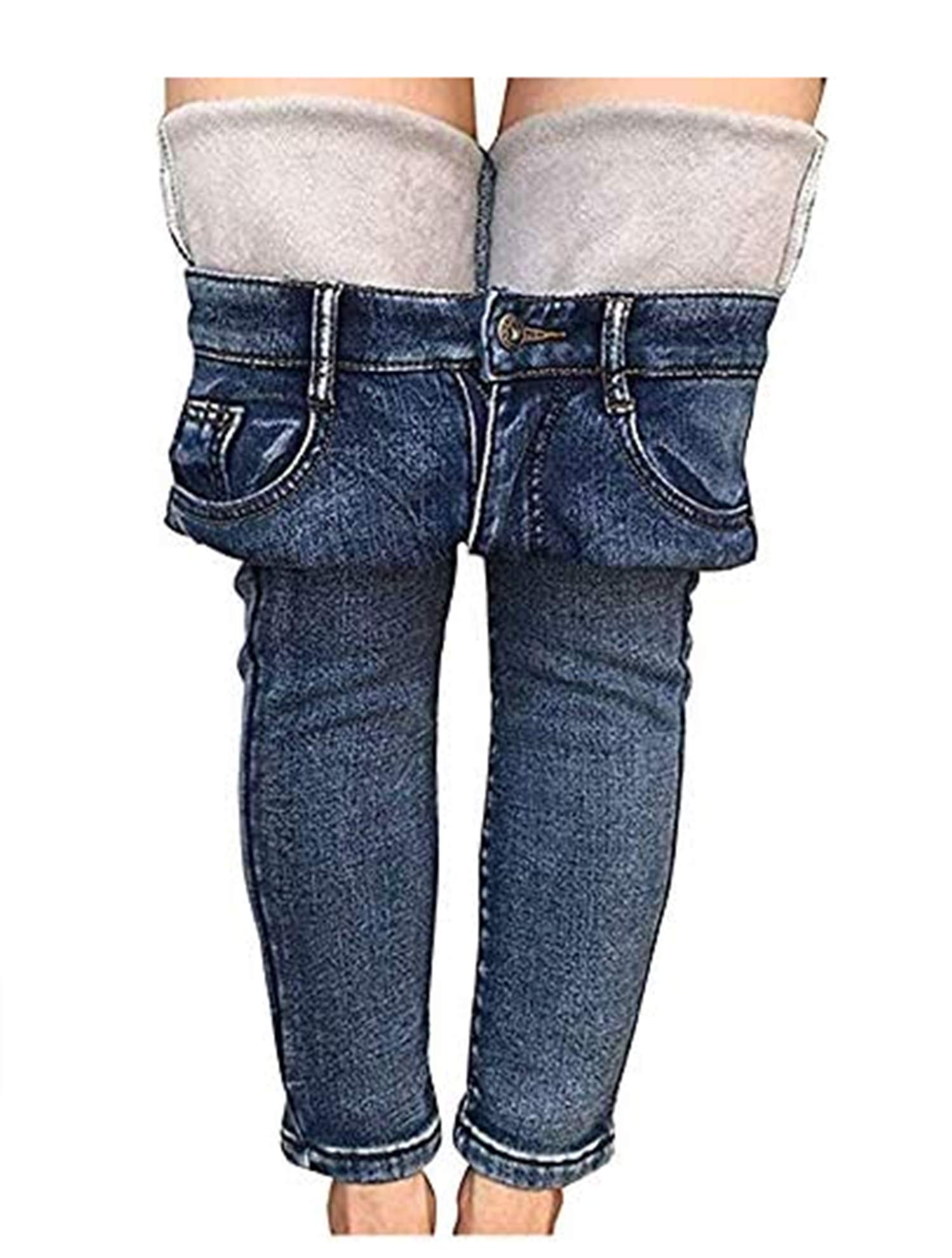 Women's Fleece Lined Jeans Stretchy Skinny Denim Pants Winter Thick Jeggings Slim Fit Jeans with Pockets
