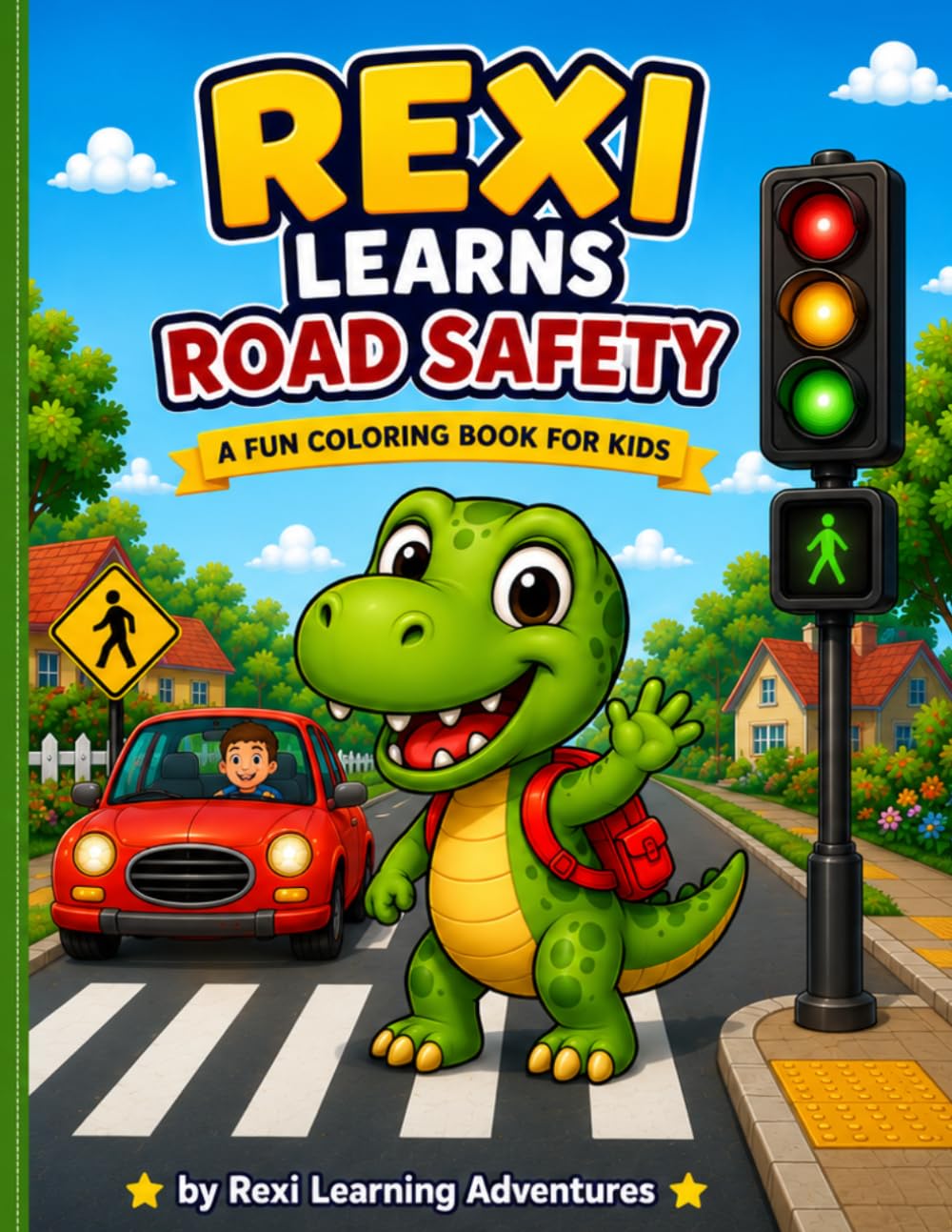 Rexi Learns Road Safety: A Fun Coloring Book for Kids