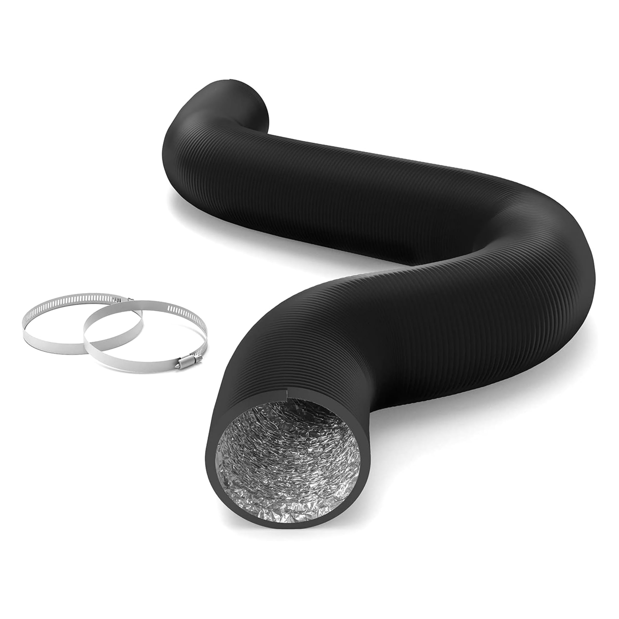 Gaine alu 10,2 cm noire pour évacuation de cuisine et extracteur de salle de bain