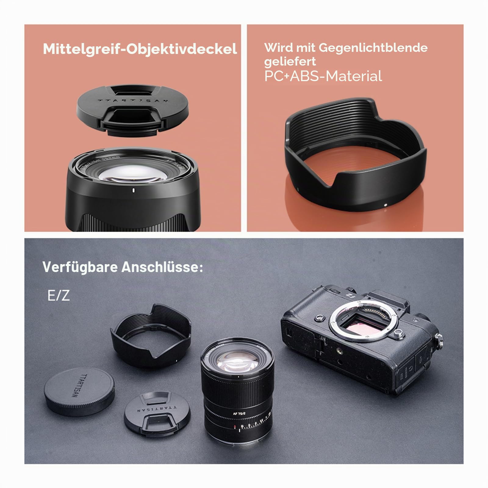 TTARTISAN 75 mm F2 AF Objektiv für L-Mount Full Frame Autofokus Prime Portrait Objektive (L, Schwarz)
