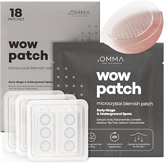 OMMA Microdart Acne Patches: Cystic Acne Treatment with 420 Micropoints, Salicylic Acid & Tea Tree - 17mm Pimple Stickers (18 Count)