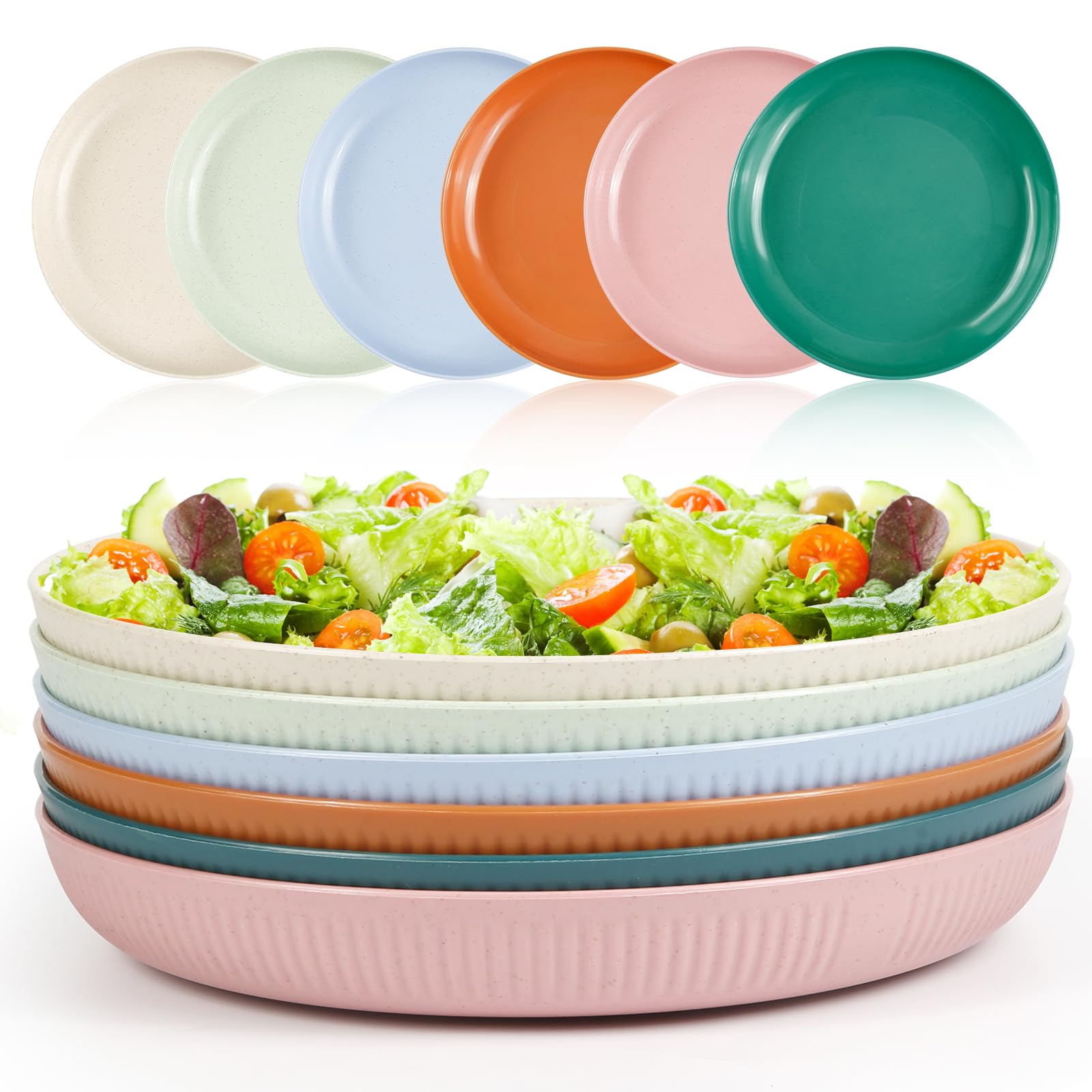 Set 6 Piatti Di Plastica Antiscivolo 9 Pollici - Per Insalate, Pasta, Party, Microonde E Lavastoviglie - Foto 8