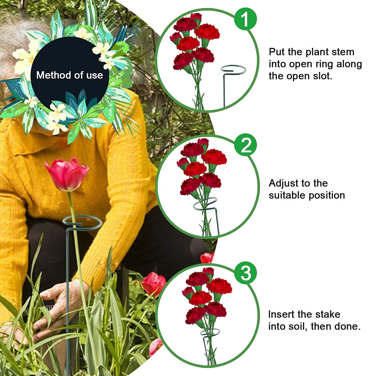 Pali di Supporto per Piante Alti, 40 Pezzi Pali per Orchidee Pali per Piante Regolabili Supporto per Piante Pali da Giardino Bastoni di Supporto per Piante Verdi per Piante Cadenti Piante a(30